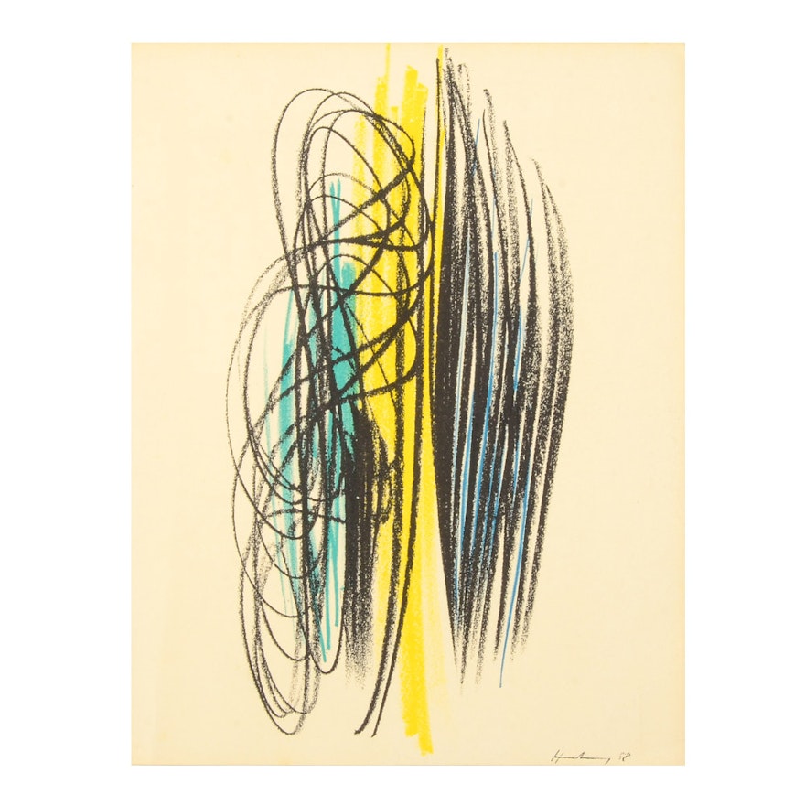 Hans Hartung Mid-Century Abstract Lithographic Print