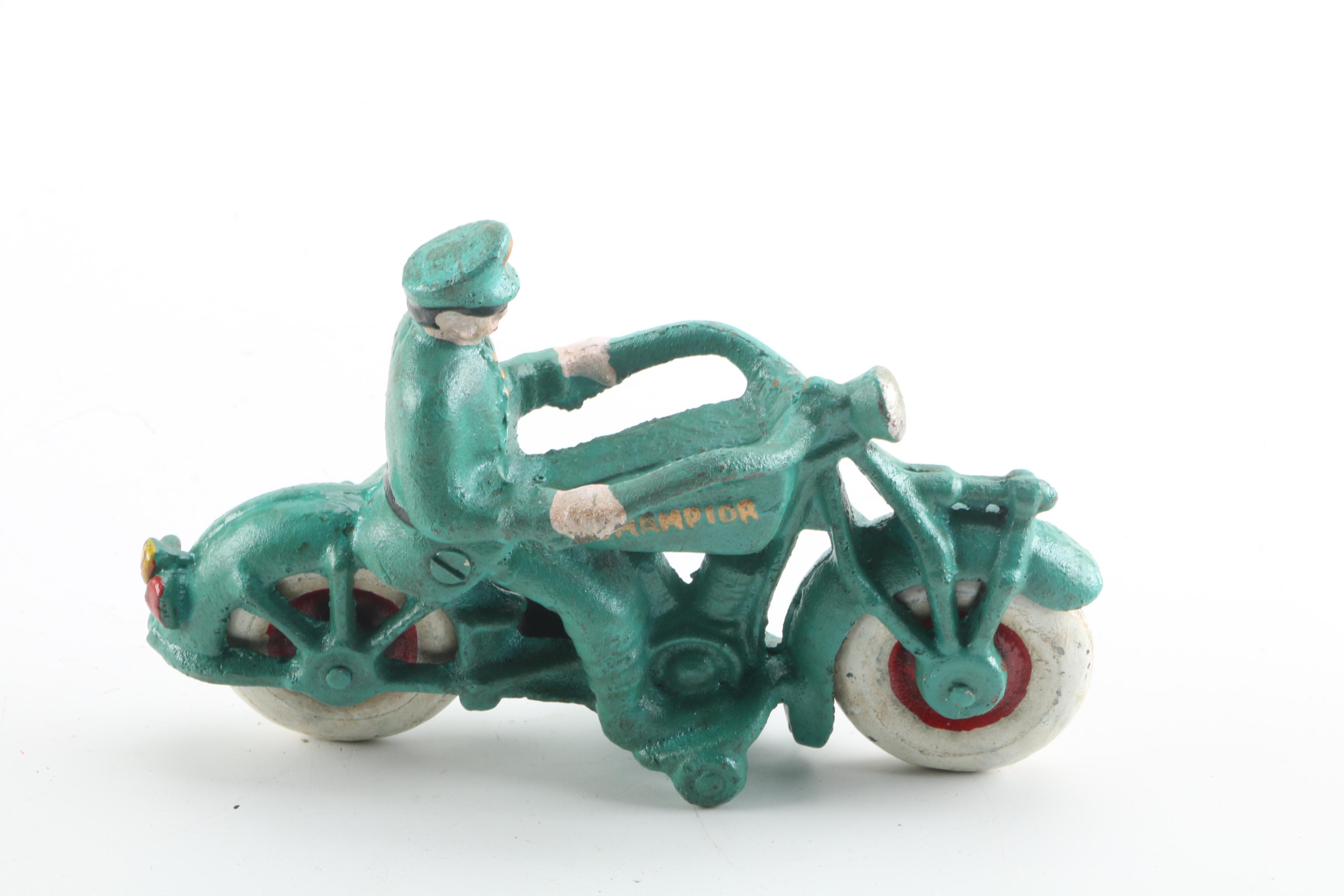 Hubley "Champion" Cast Iron Motorcycle Toy