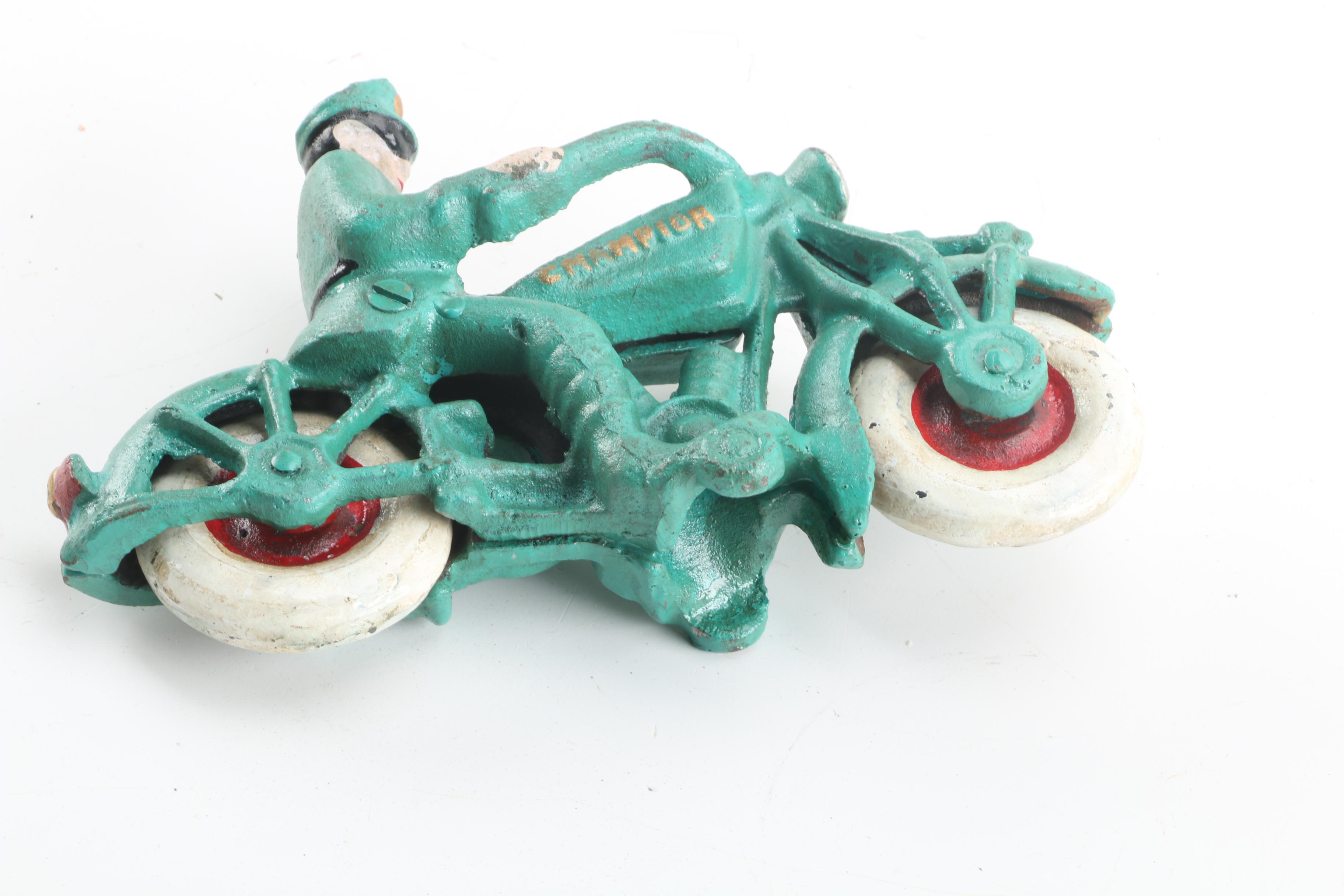 Hubley "Champion" Cast Iron Motorcycle Toy