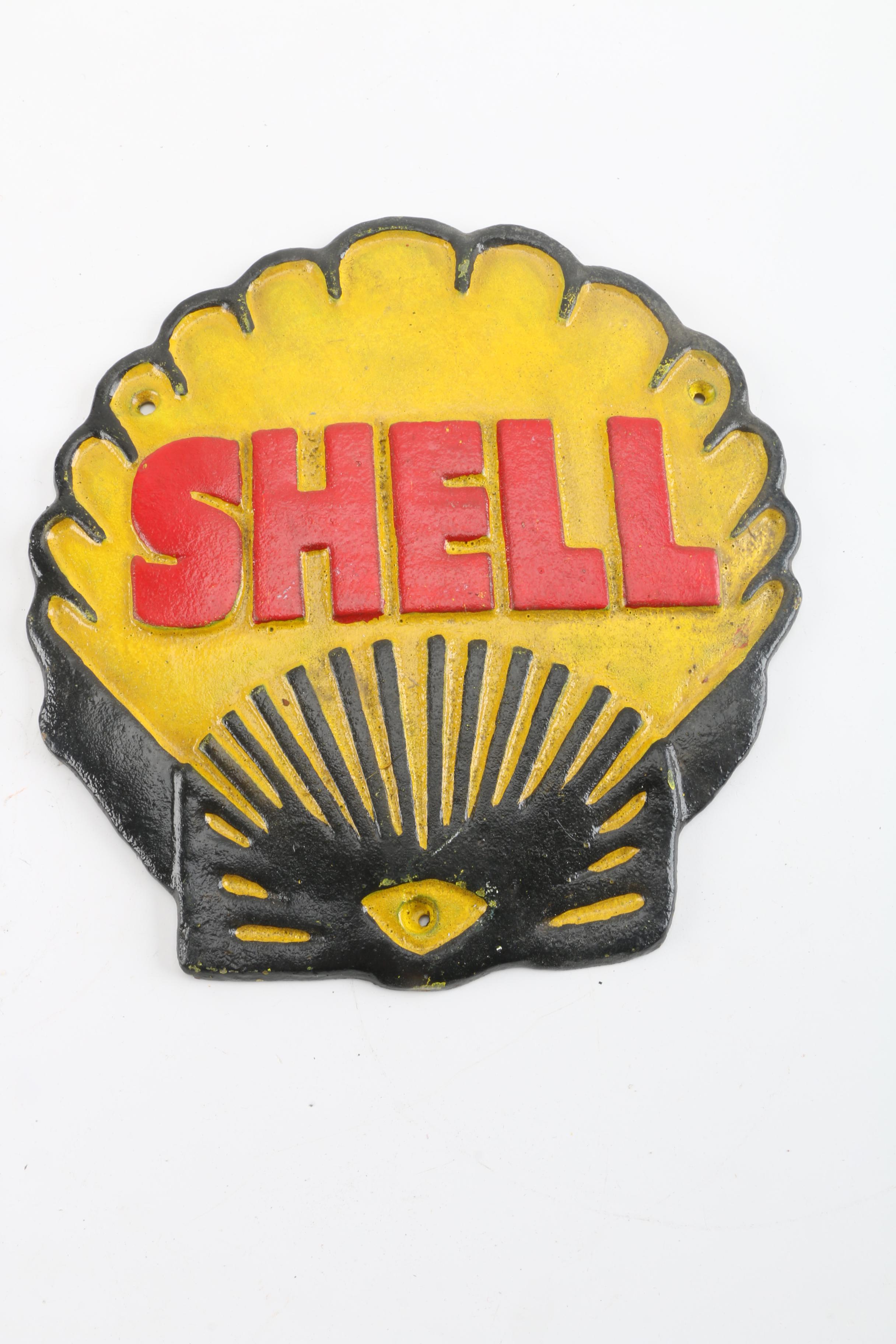 Reproduction Cast Iron Shell Oil Signs