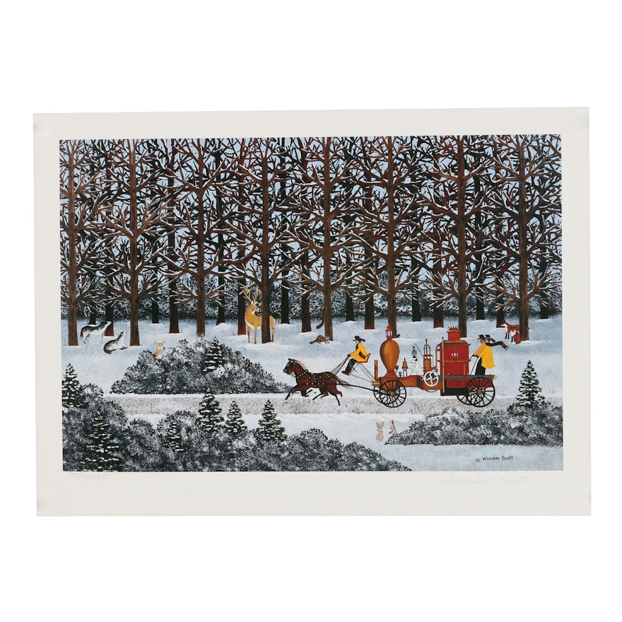 Jane Wooster Scott Offset Lithograph after "Dashing Through the Snow"