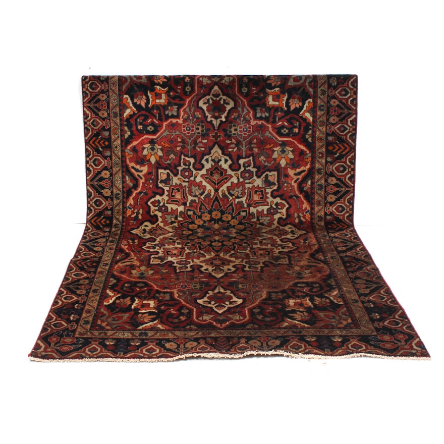Vintage Hand-Knotted Persian Heriz Rug