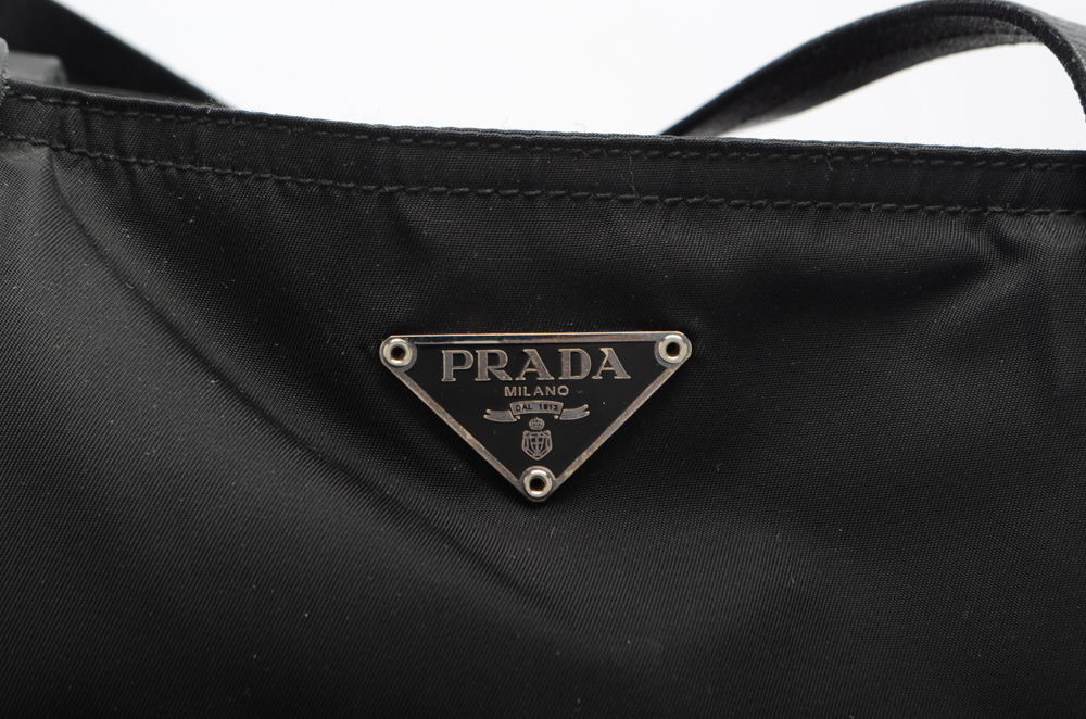 Vintage Prada Black Nylon Tote Handbag