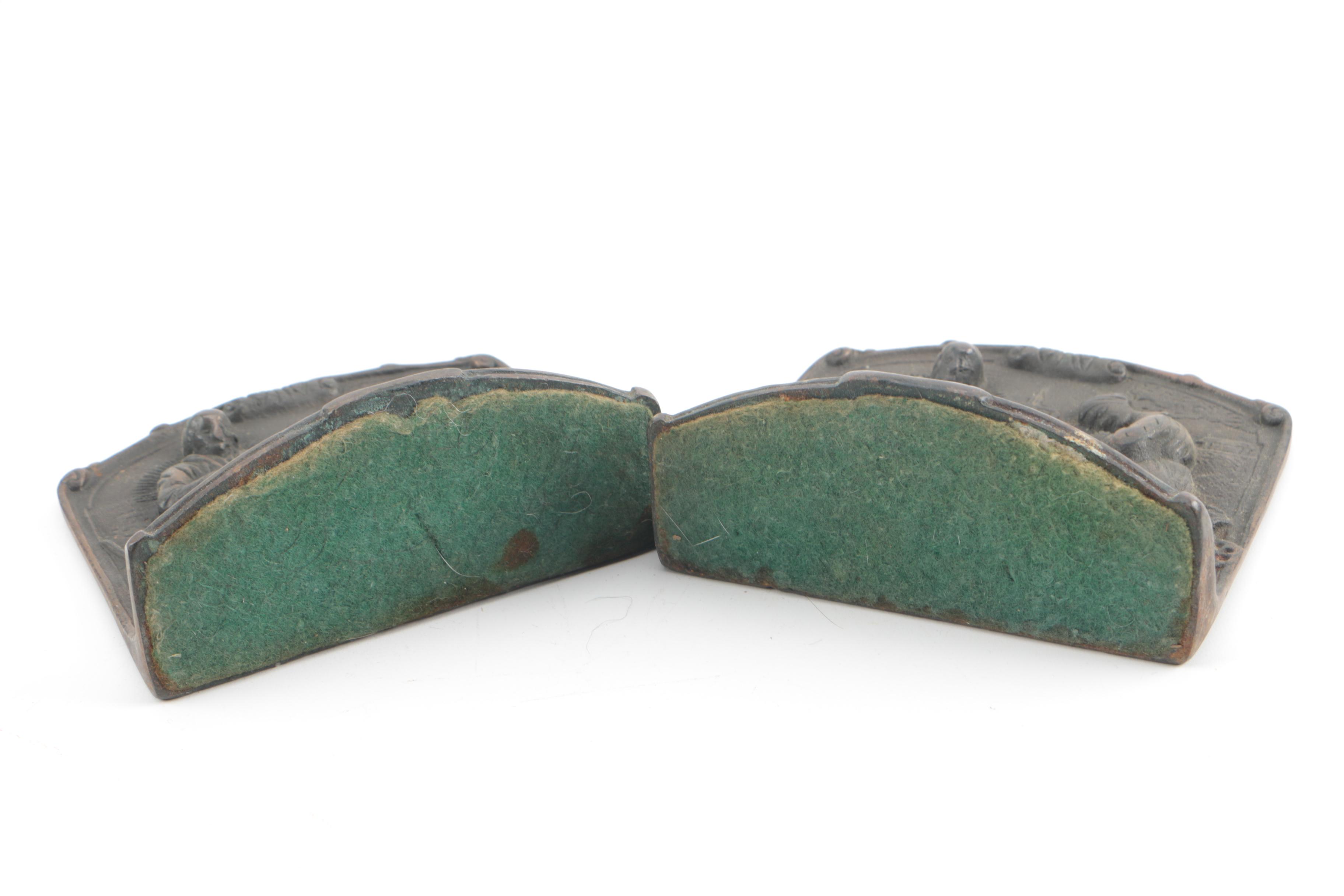 Hubley "St. George" Bookends (Attributed) with "The Angelus" Bookends