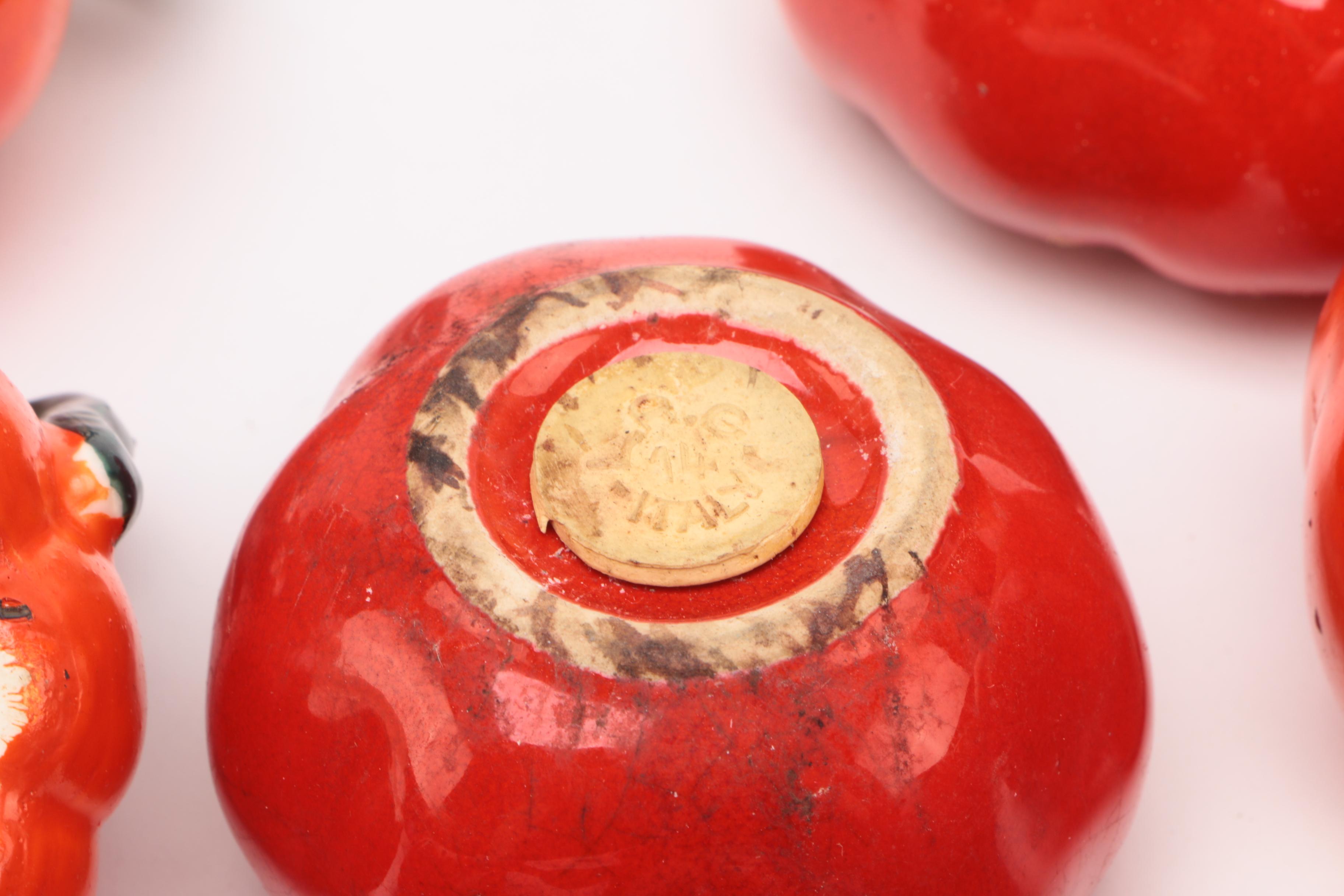 1920's Moriyama Pottery Tomato Themed Tea Set and Shakers