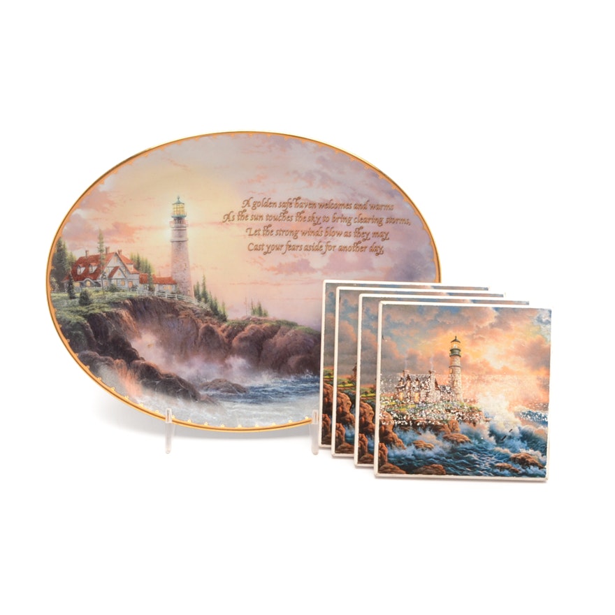 Thomas Kinkade Collector Plate and Nautical Coasters