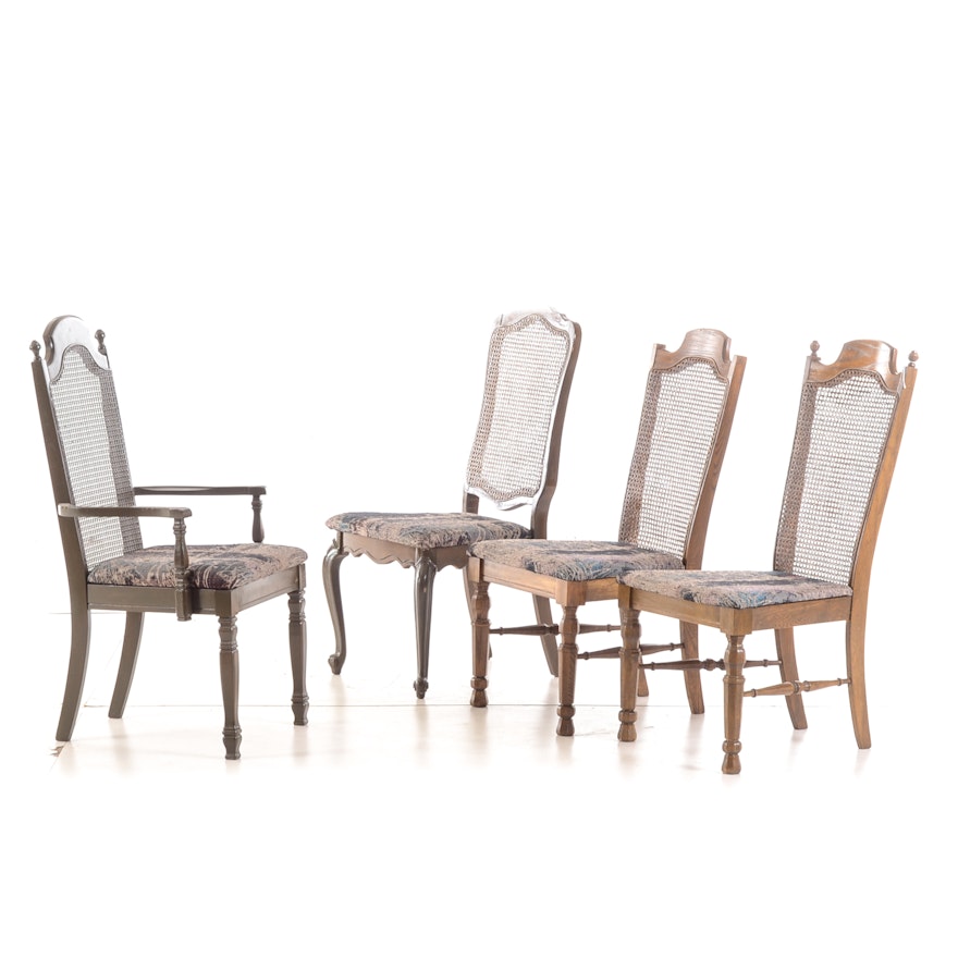 Four Varied Cane-Back Dining Chairs