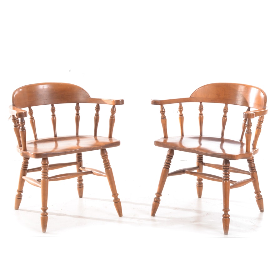 Pair of Vintage Maple Captain's Chairs