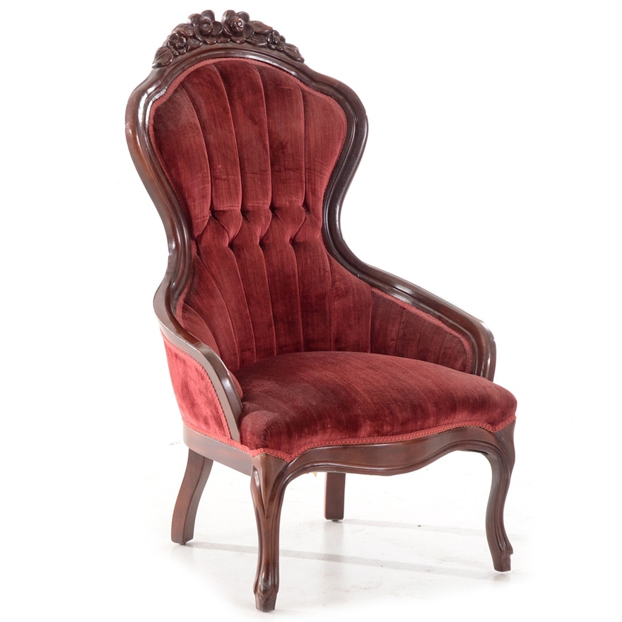 Victorian Style Rose Carved Arm Chair