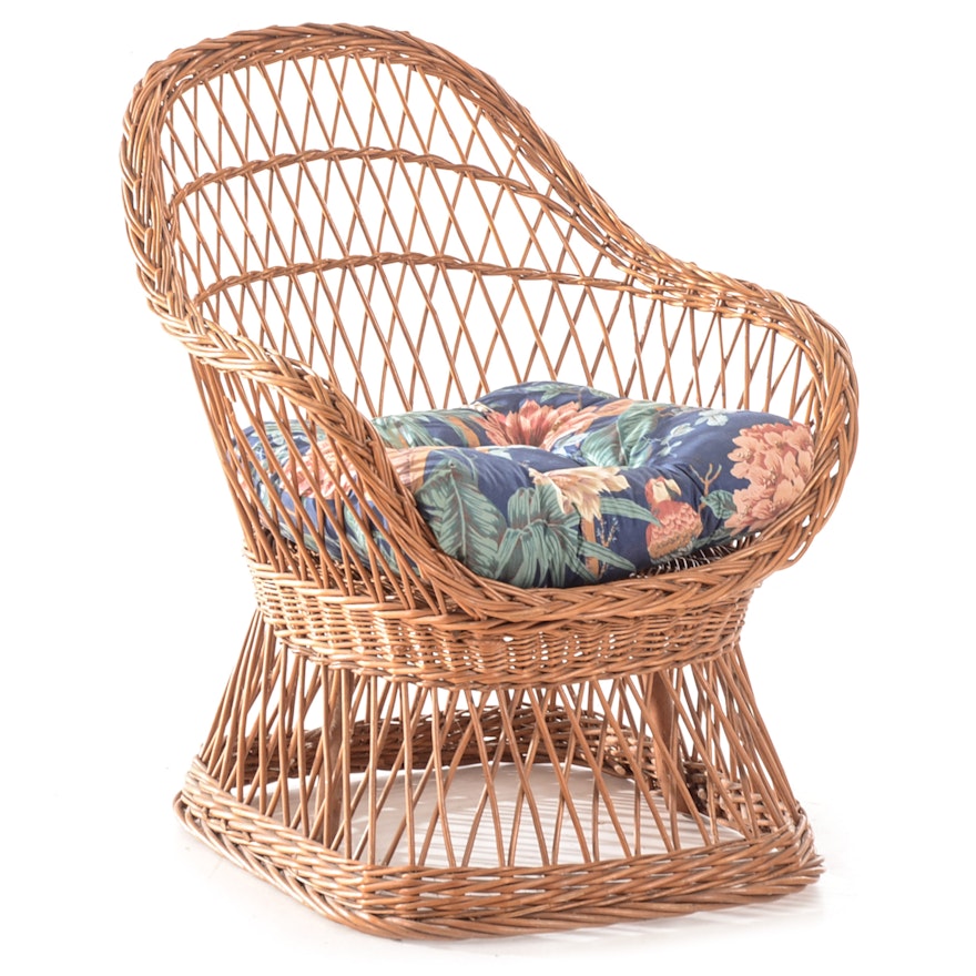 Natural Wicker Pedestal Based Chair