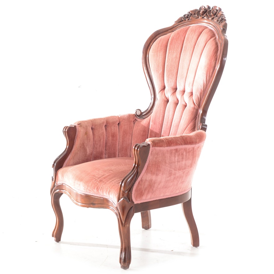 Victorian Style Rose Carved Arm Chair