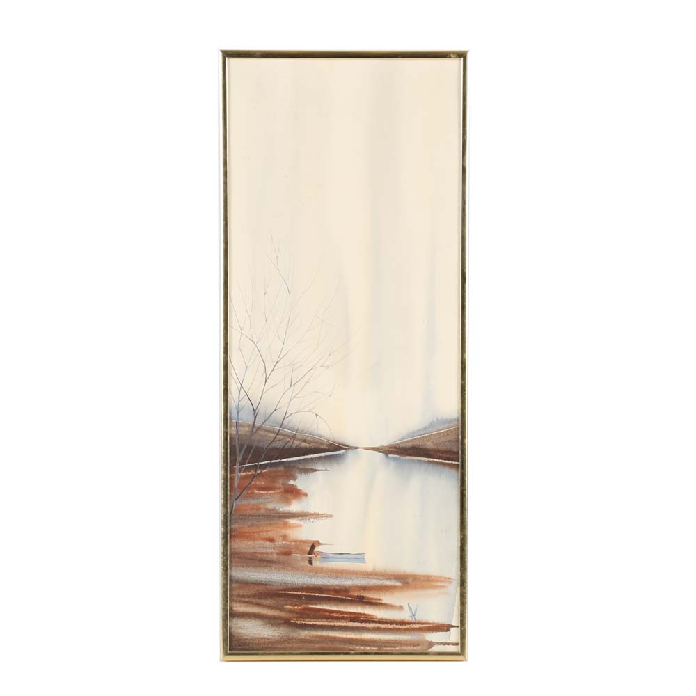 Fred Gibson Vintage Watercolor Painting