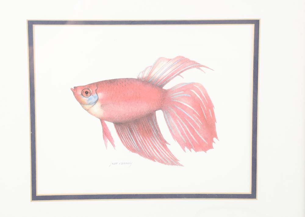 Offset Lithographs of Betta Fish After Jean Cassady