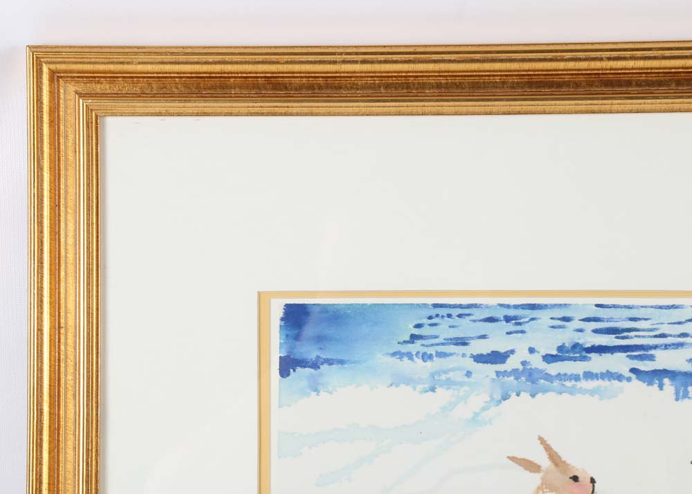 Daniel Nie Original Watercolor Painting "Three Rabbits"