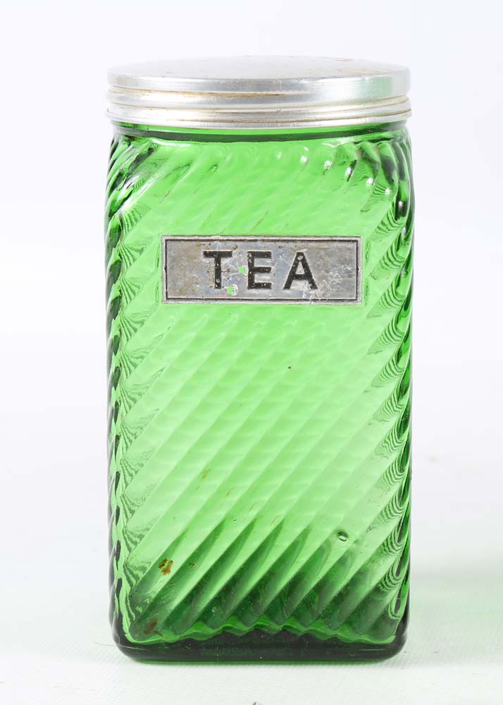 Vintage Green Glass Canister Set