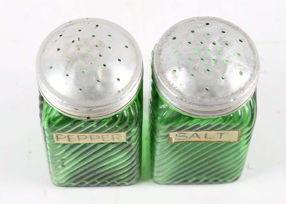 Vintage Green Glass Canister Set