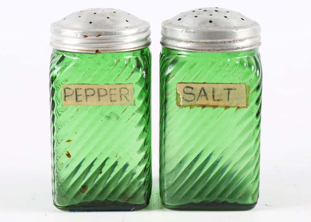 Vintage Green Glass Canister Set