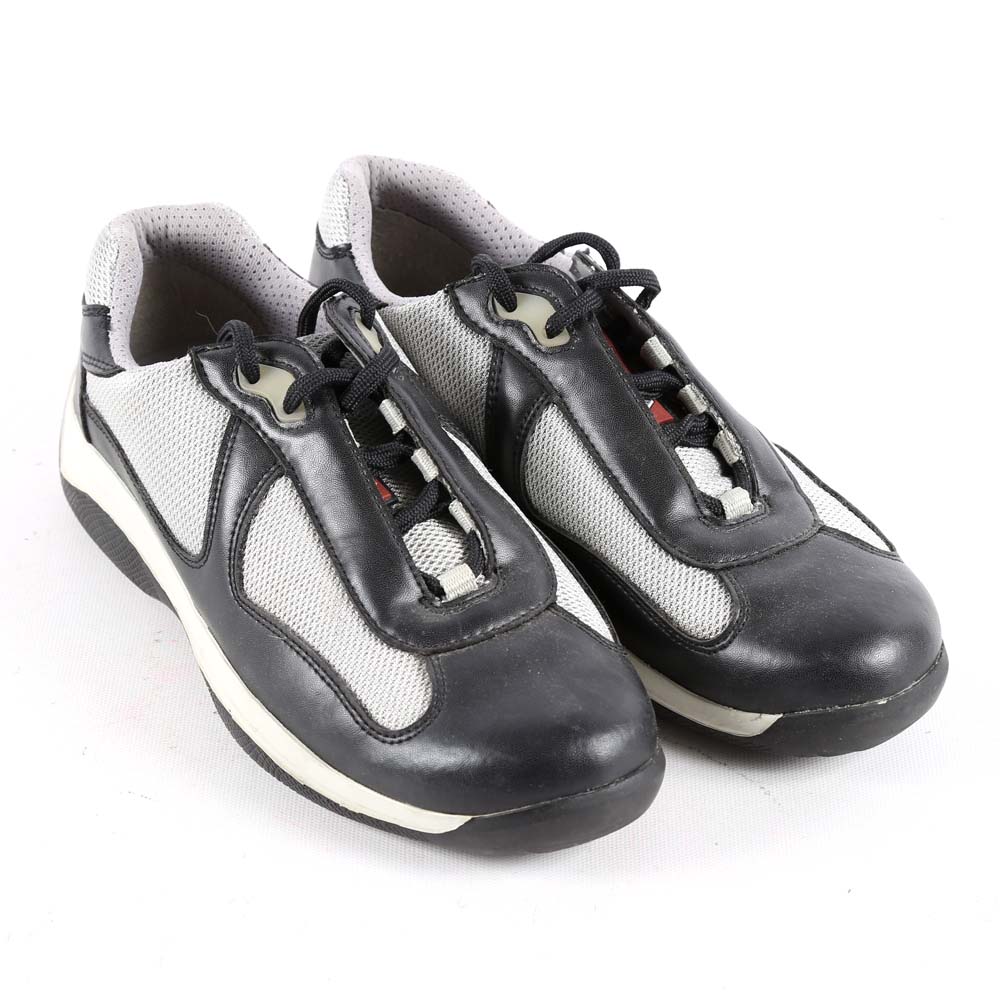 Men's Prada Leather and Mesh Sneakers