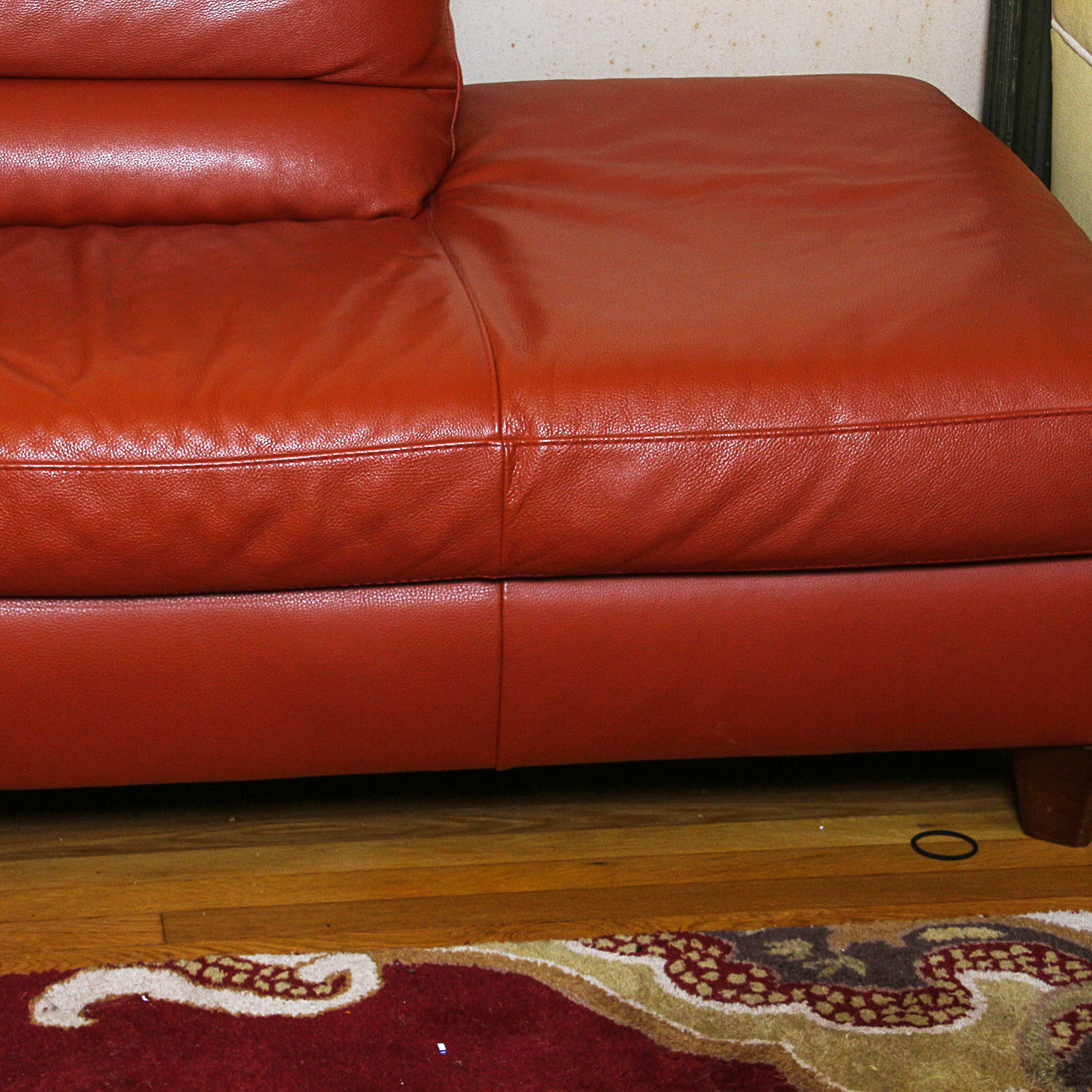 Modern Orange Faux Leather Sectional Sofa