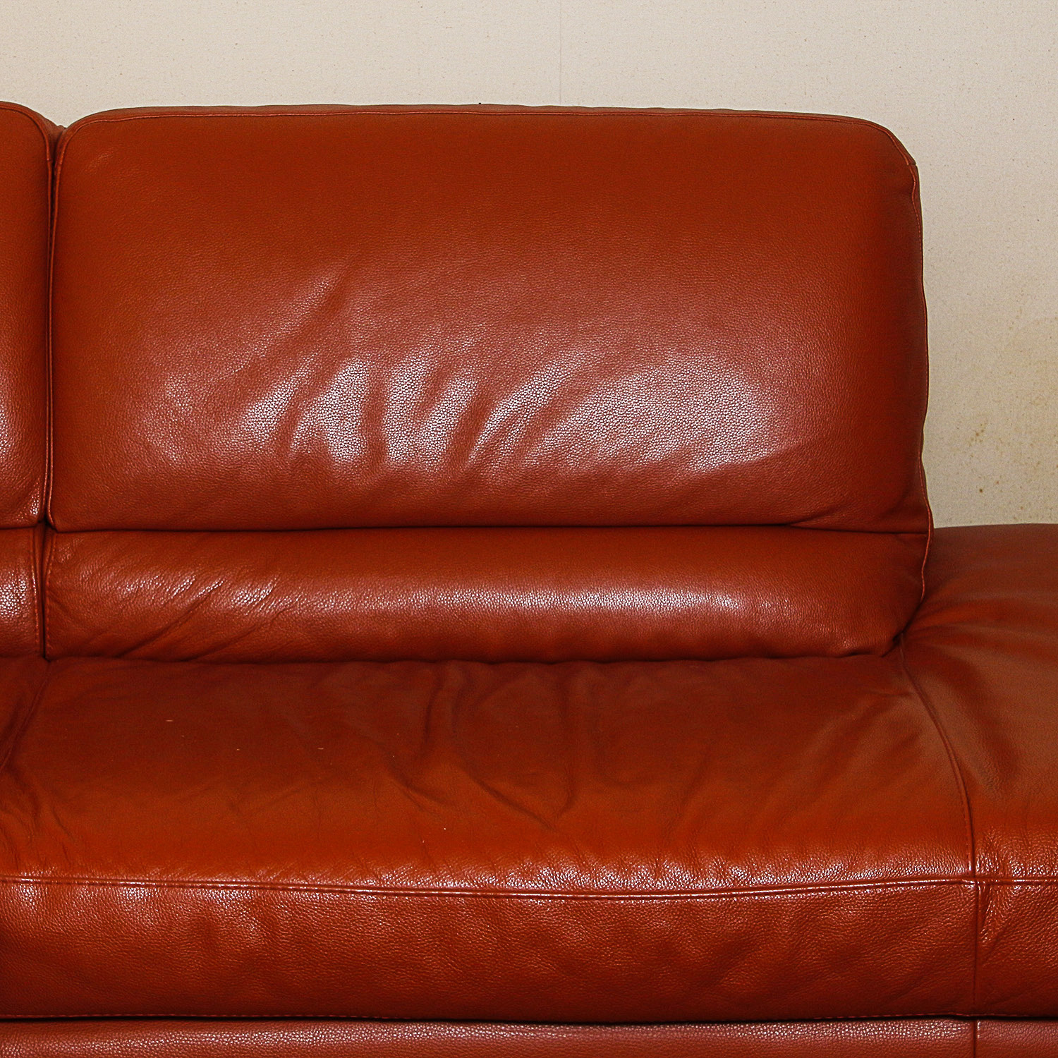 Modern Orange Faux Leather Sectional Sofa