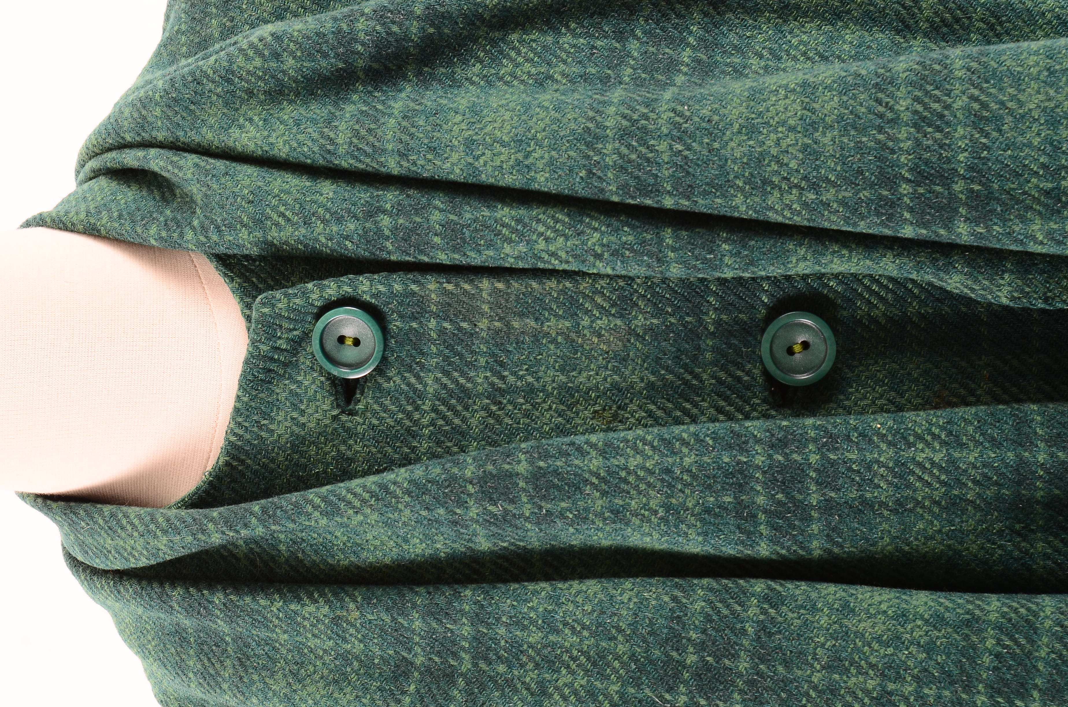 1960s Vintage Green Plaid Wool Coat