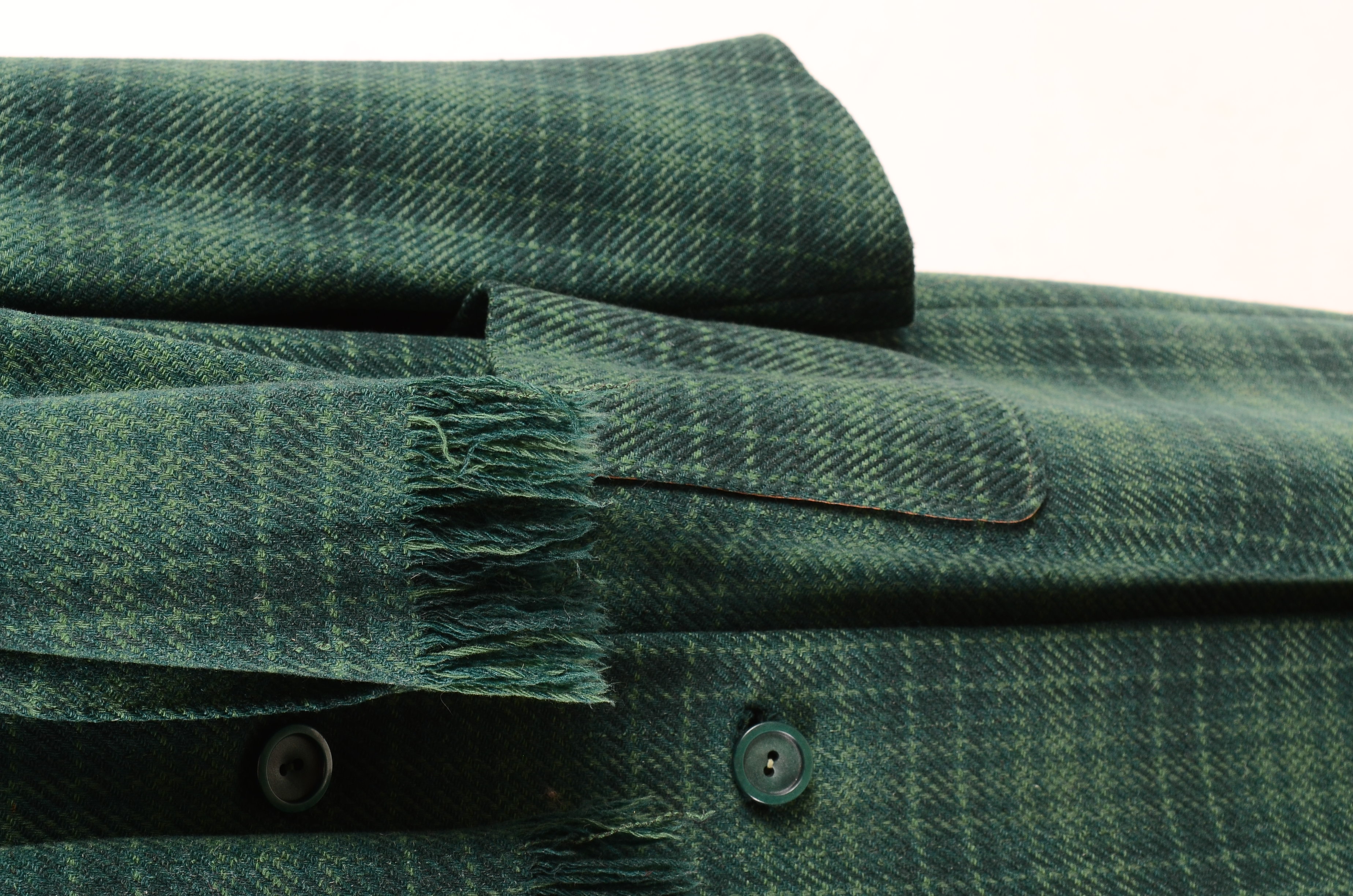 1960s Vintage Green Plaid Wool Coat