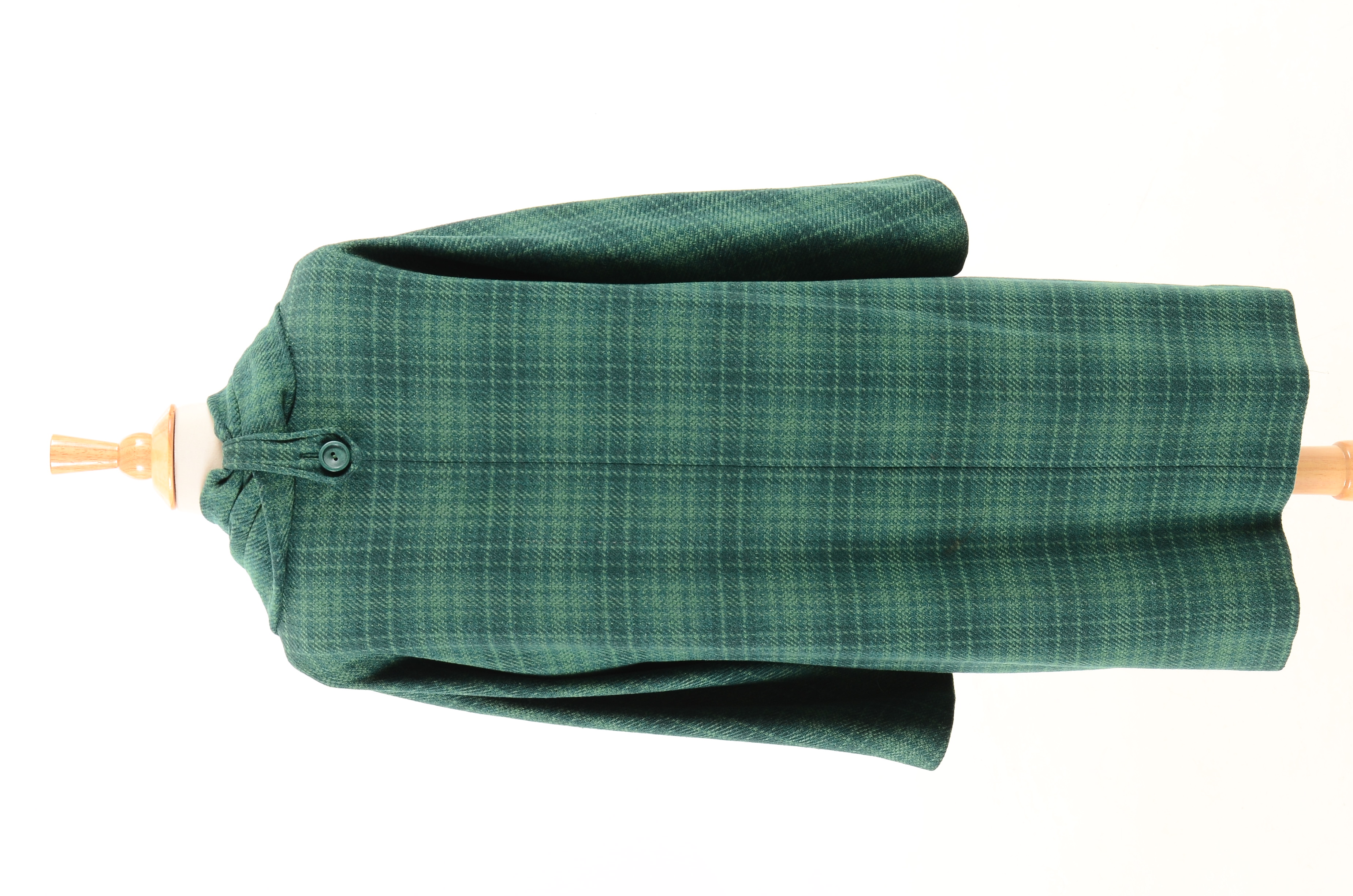 1960s Vintage Green Plaid Wool Coat