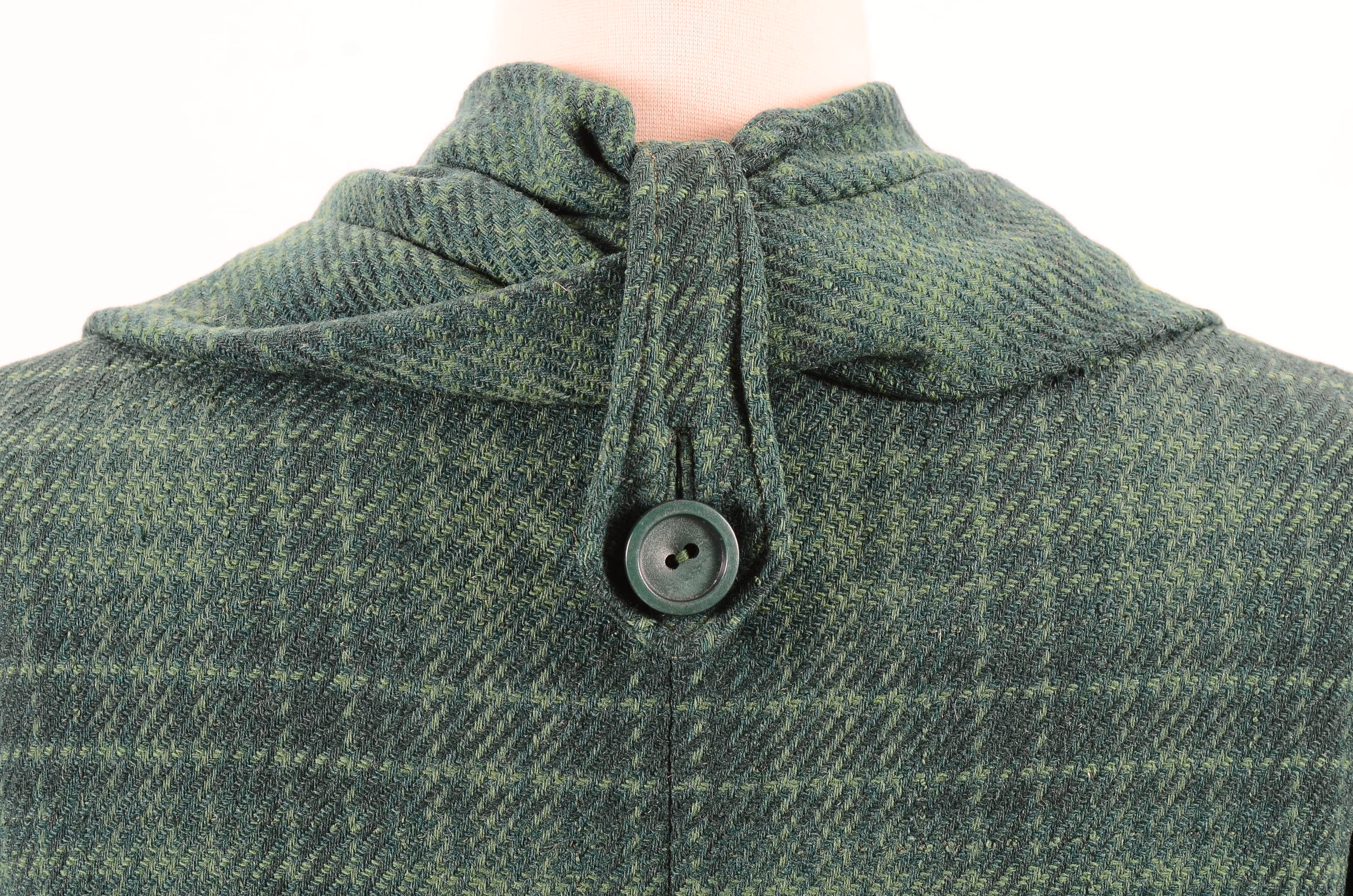 1960s Vintage Green Plaid Wool Coat
