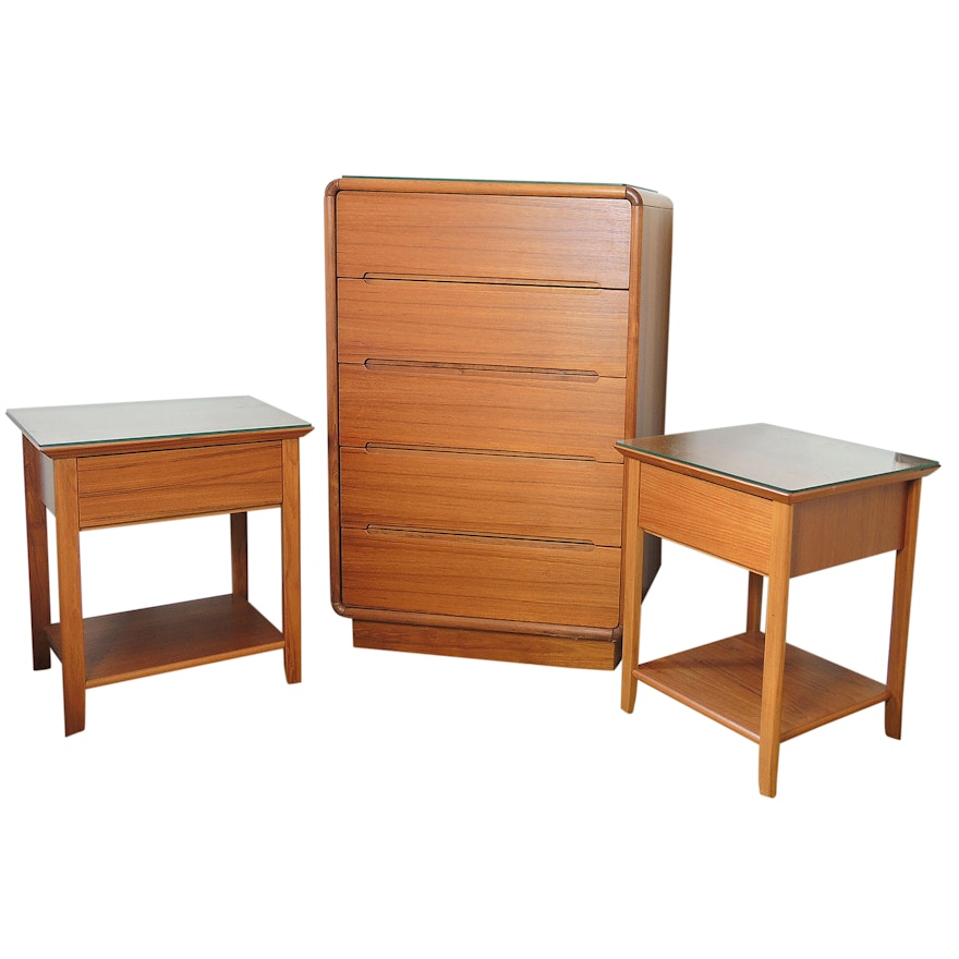 Danish Modern Style Otmar Teak Dresser and Nightstands