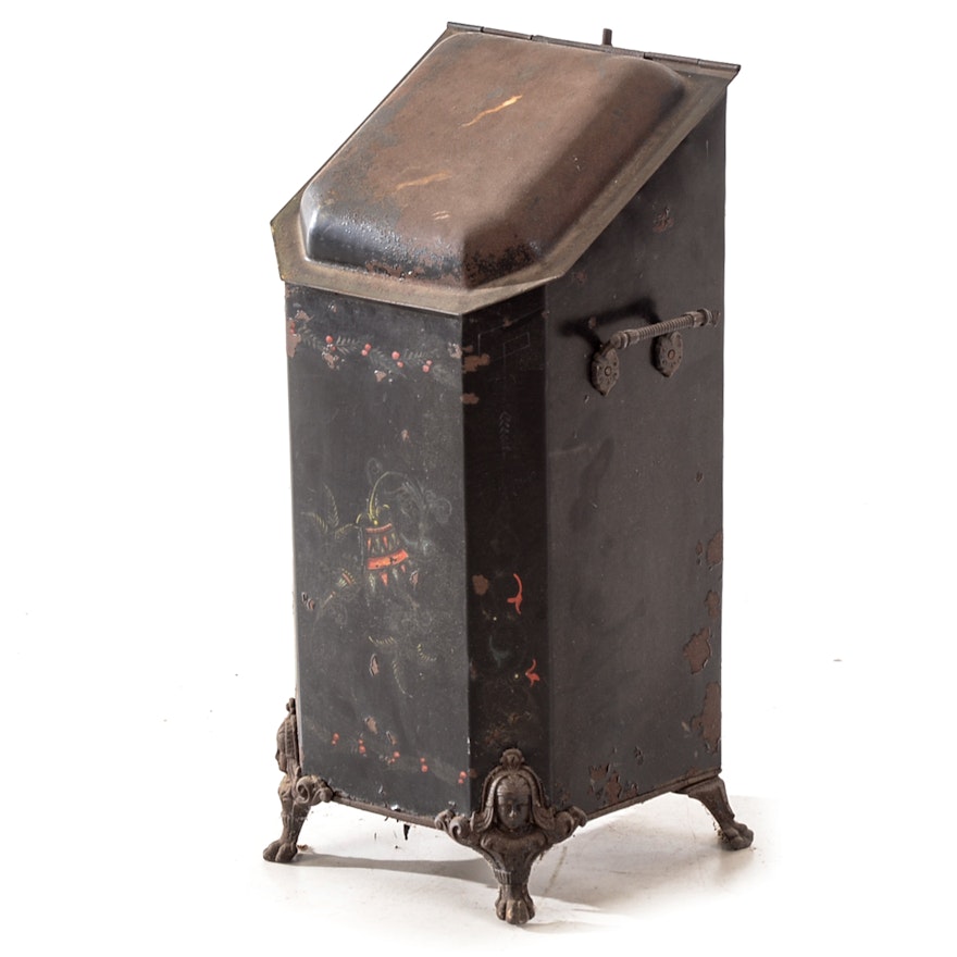 Antique Tole Coal Scuttle