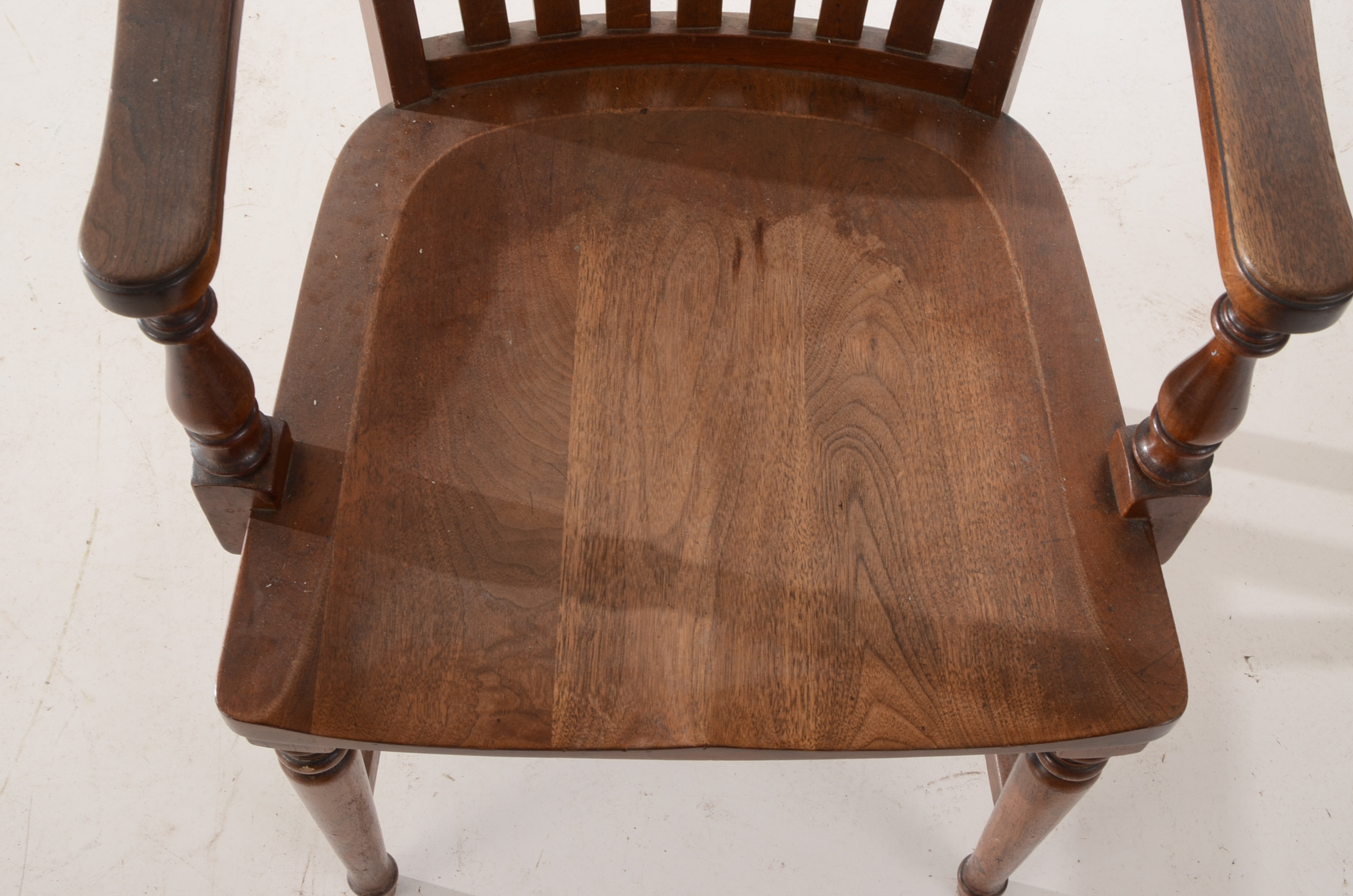 Vintage Walnut Slat-Back Arm Chair