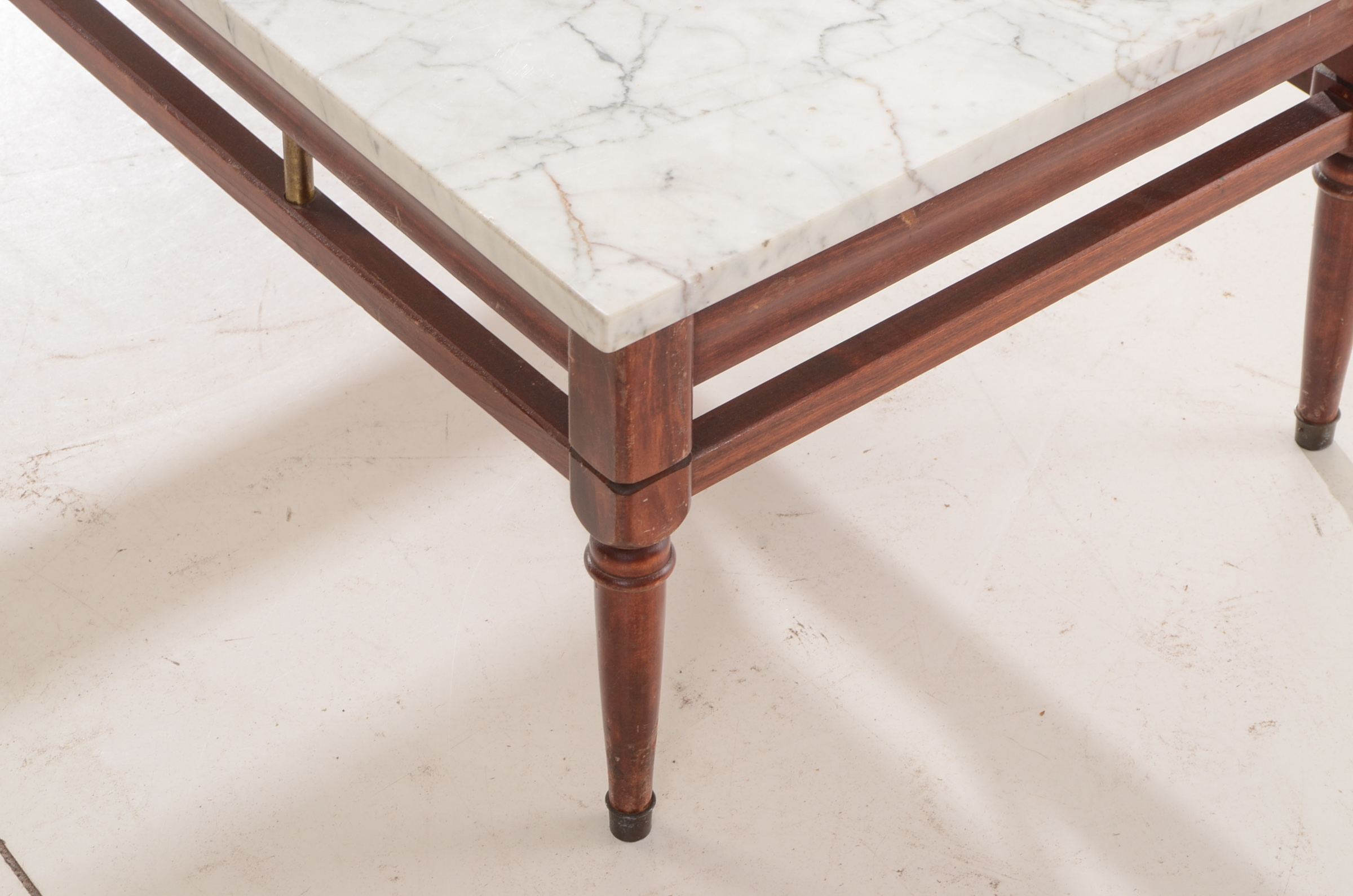 Marble and Mahogany Finished Coffee Table