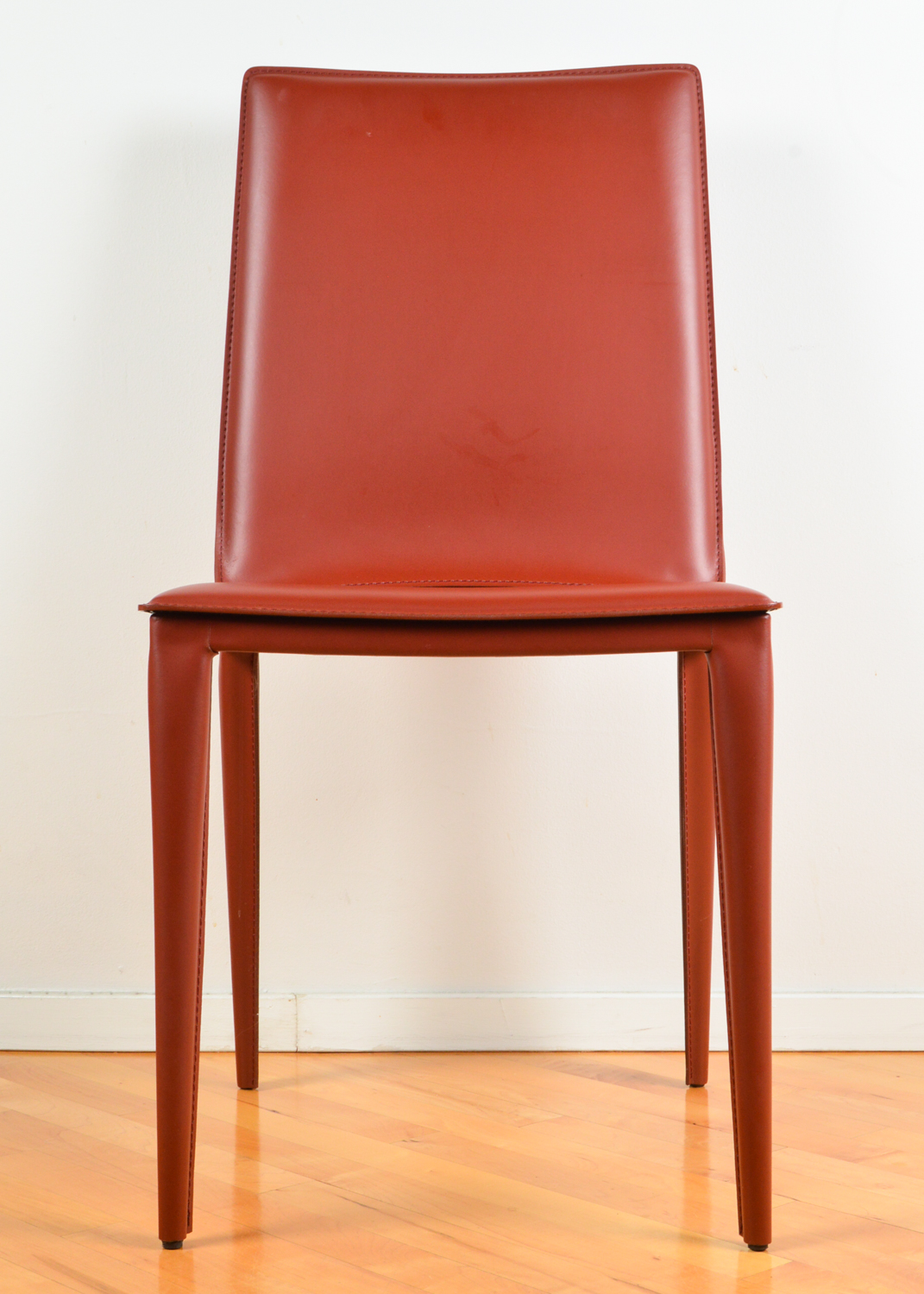 Frag Contemporary Italian Leather Dining Chairs in Dark Orange