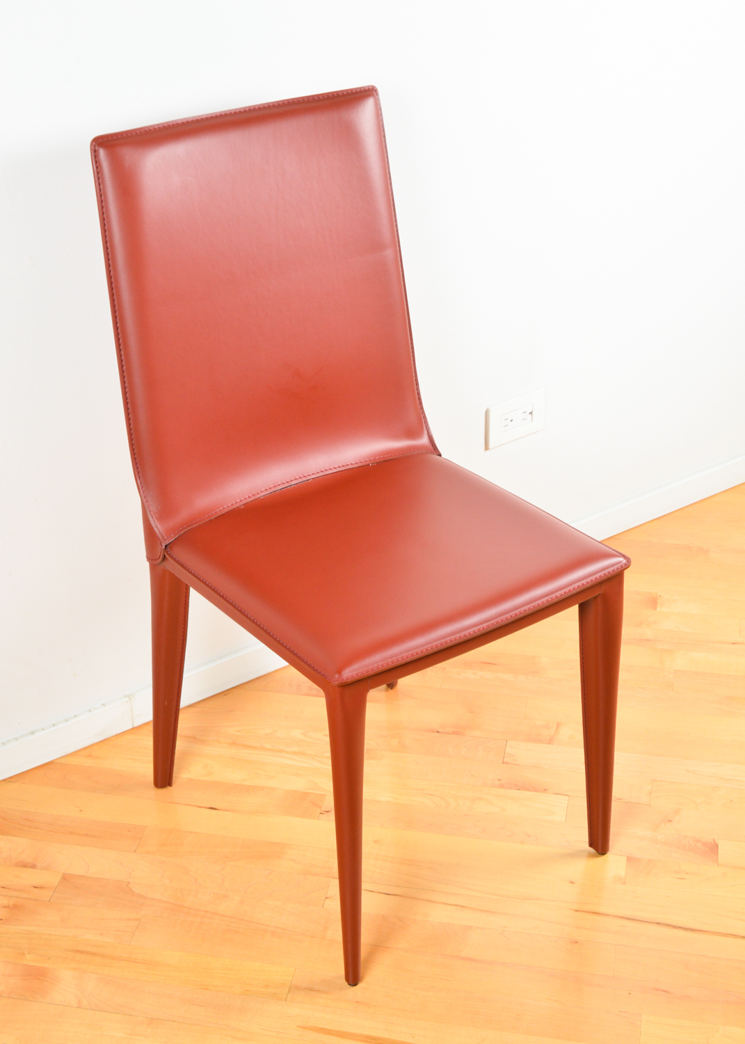 Frag Contemporary Italian Leather Dining Chairs in Dark Orange