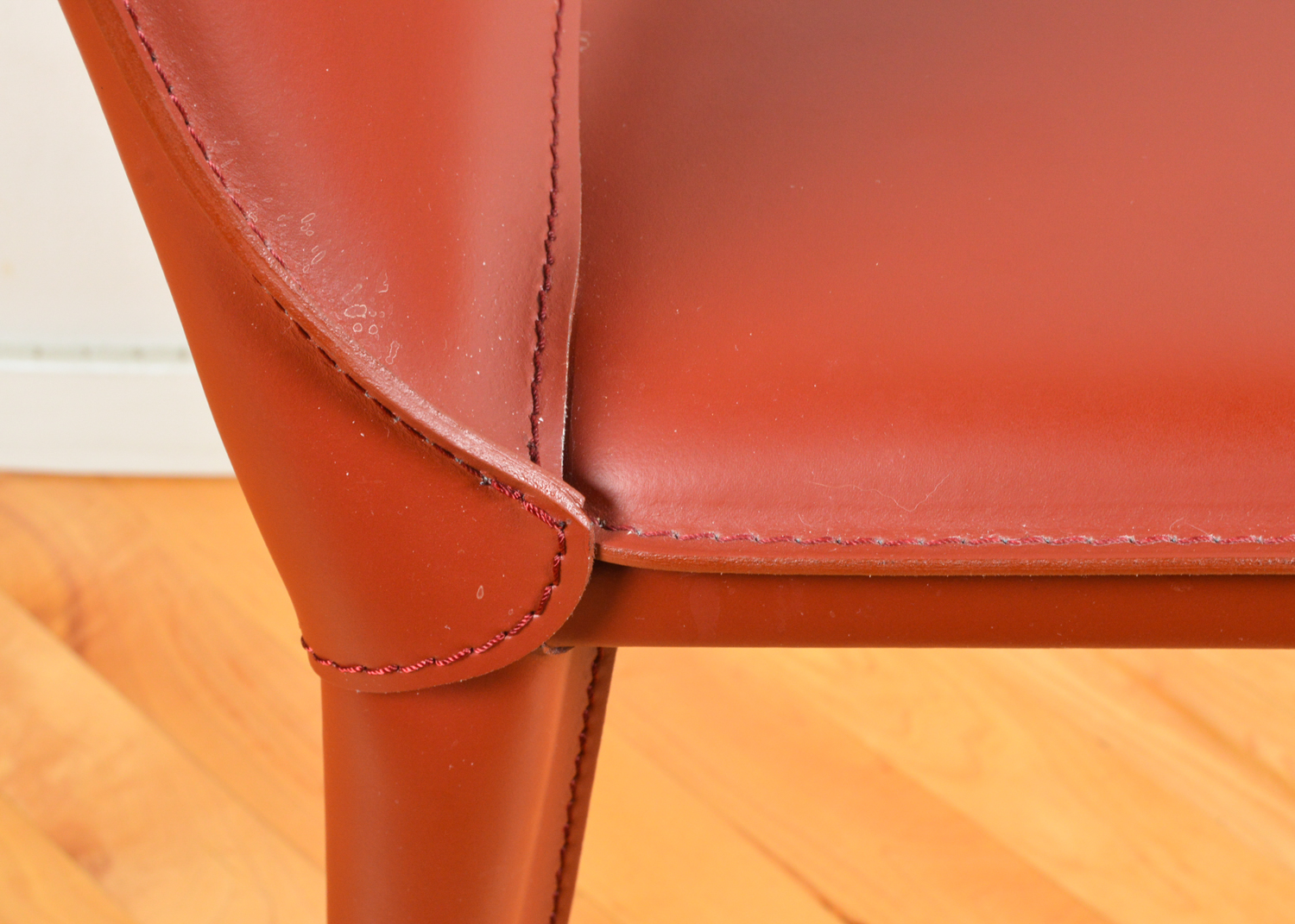 Frag Contemporary Italian Leather Dining Chairs in Dark Orange