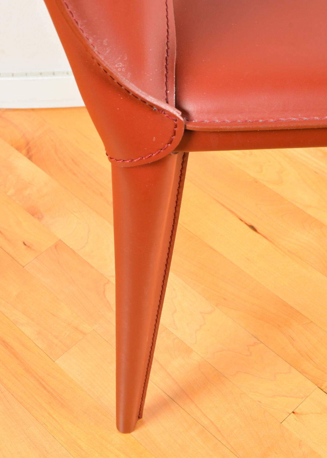 Frag Contemporary Italian Leather Dining Chairs in Dark Orange
