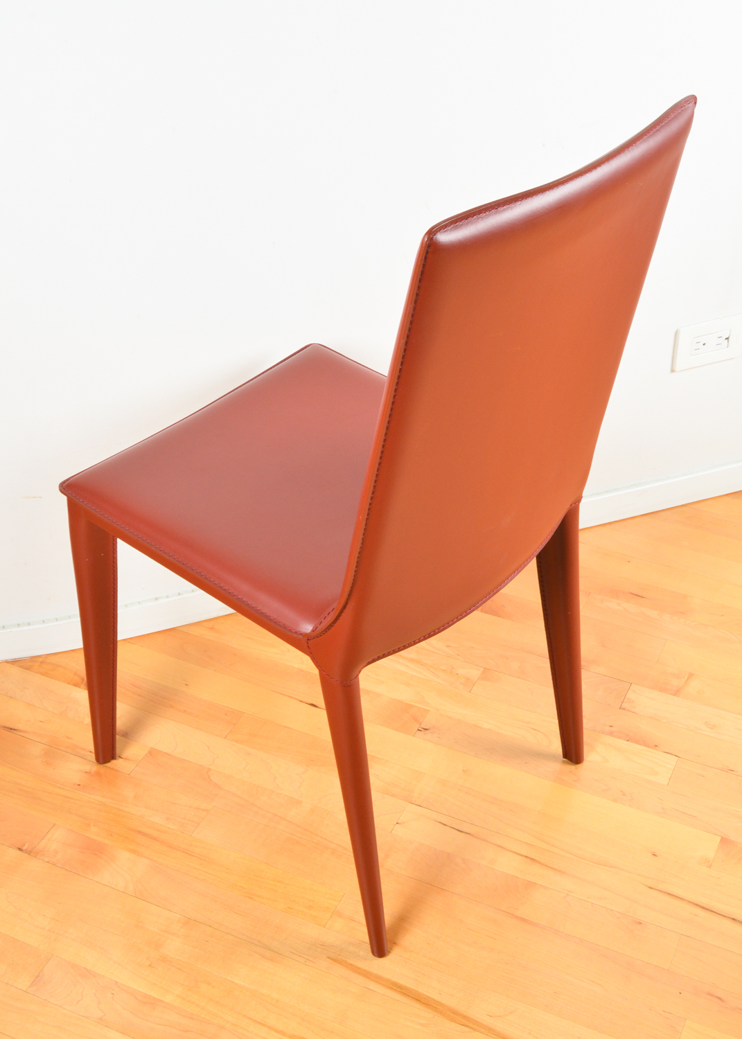 Frag Contemporary Italian Leather Dining Chairs in Dark Orange