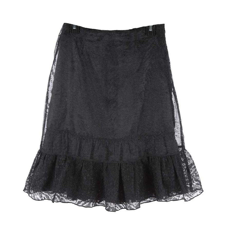 Oscar by Oscar de la Renta Black Lace Skirt