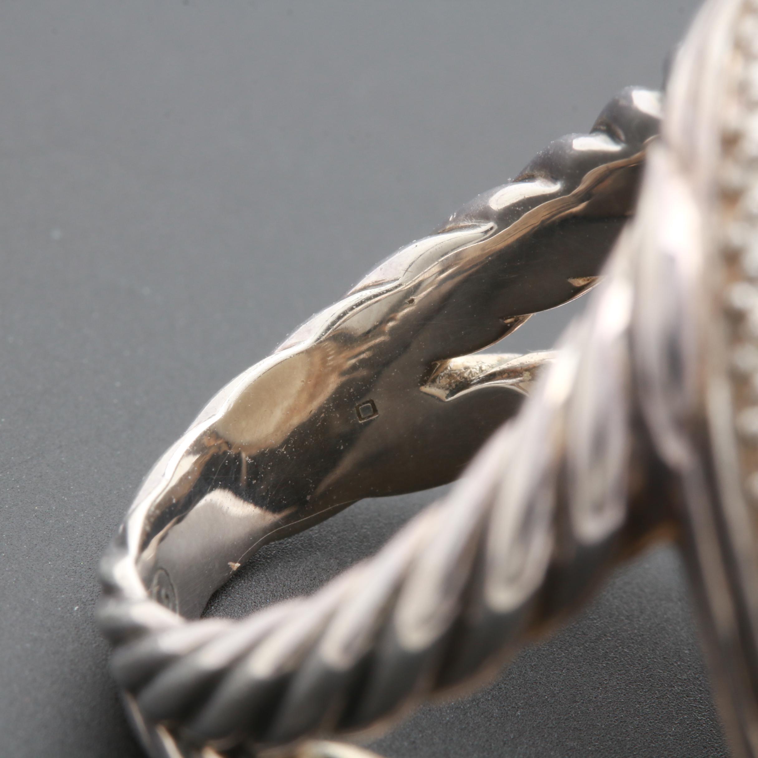 David Yurman Sterling Silver 27.59 CT Moonstone and Diamond Ring