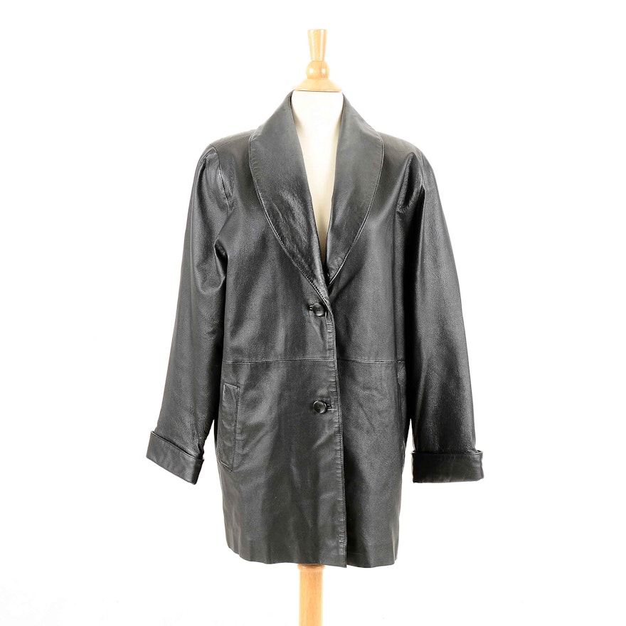 Women's Terry Lewis Black Leather Coat