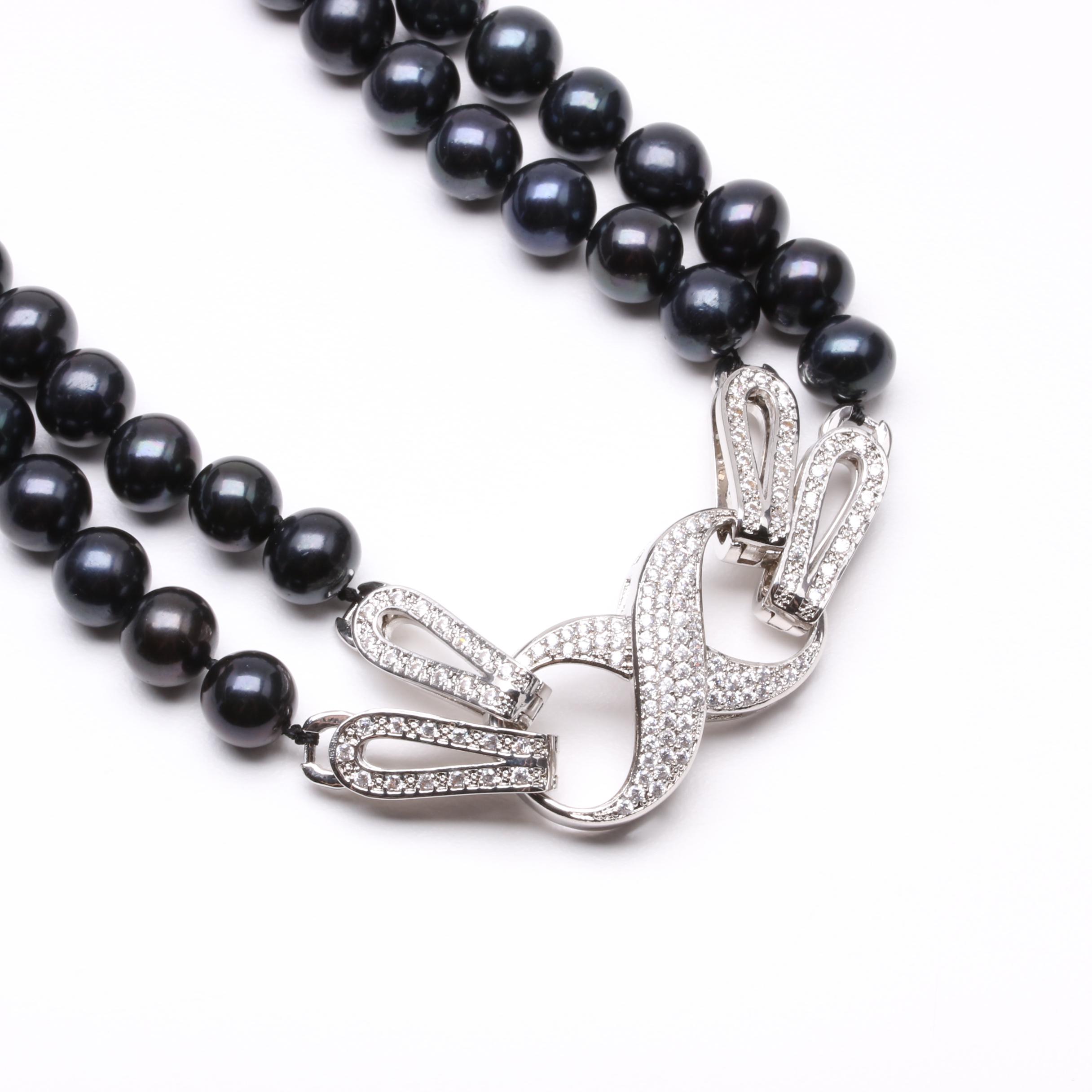 Sterling Silver Necklaces with Tanzanite, Cultured Pearl, and Cubic Zirconia