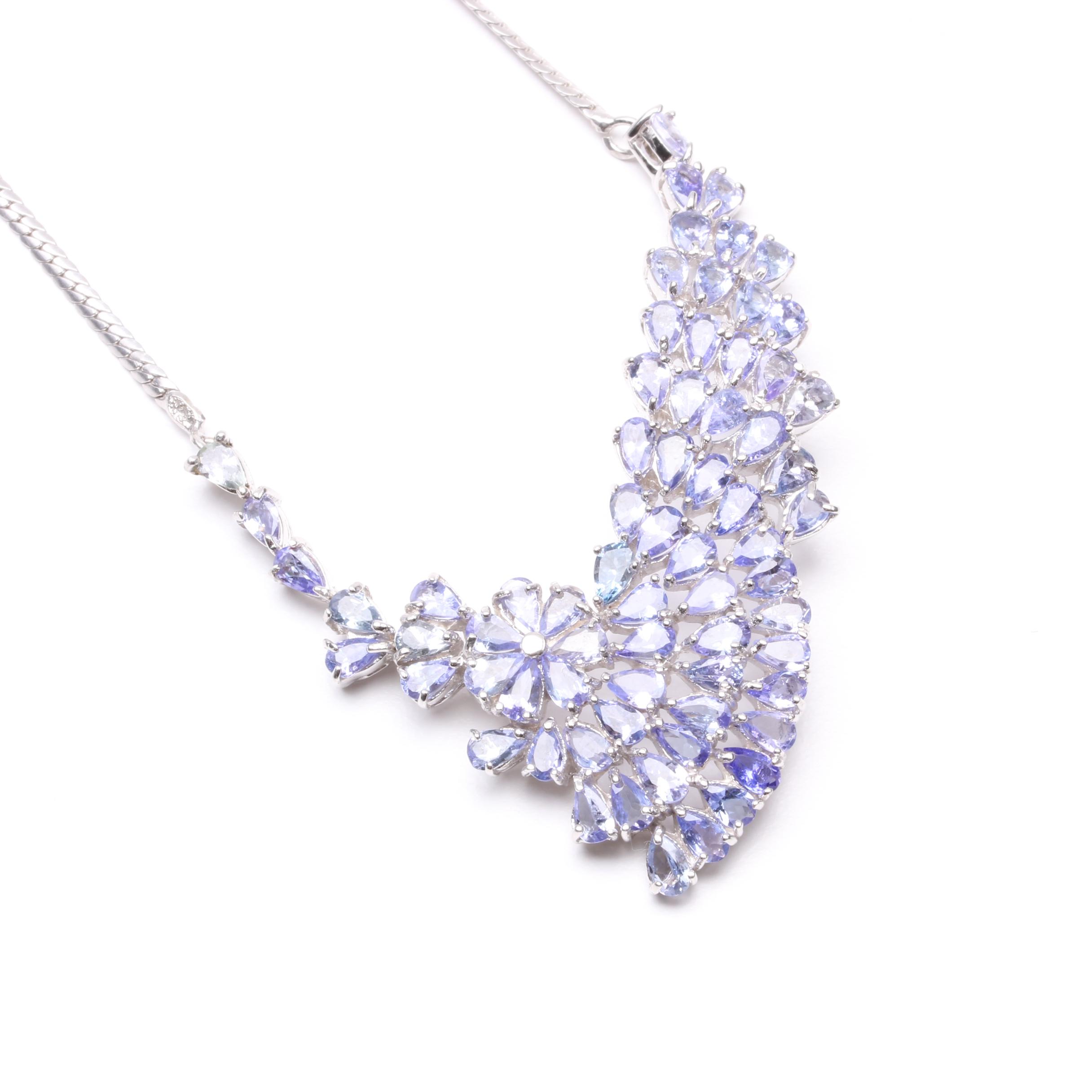 Sterling Silver Necklaces with Tanzanite, Cultured Pearl, and Cubic Zirconia