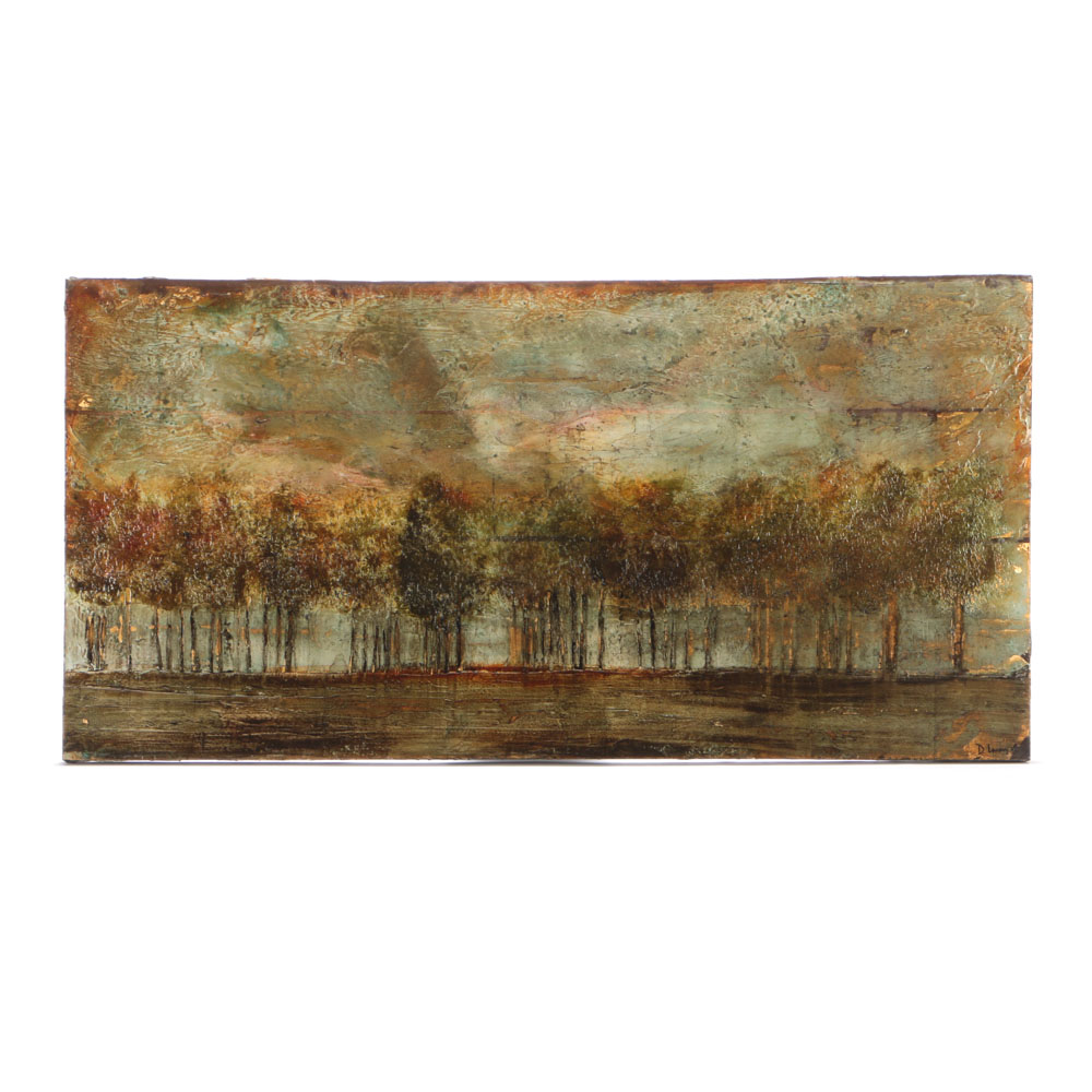 Dina Lowery Mixed Media Painting on Canvas "Linear Scapes"