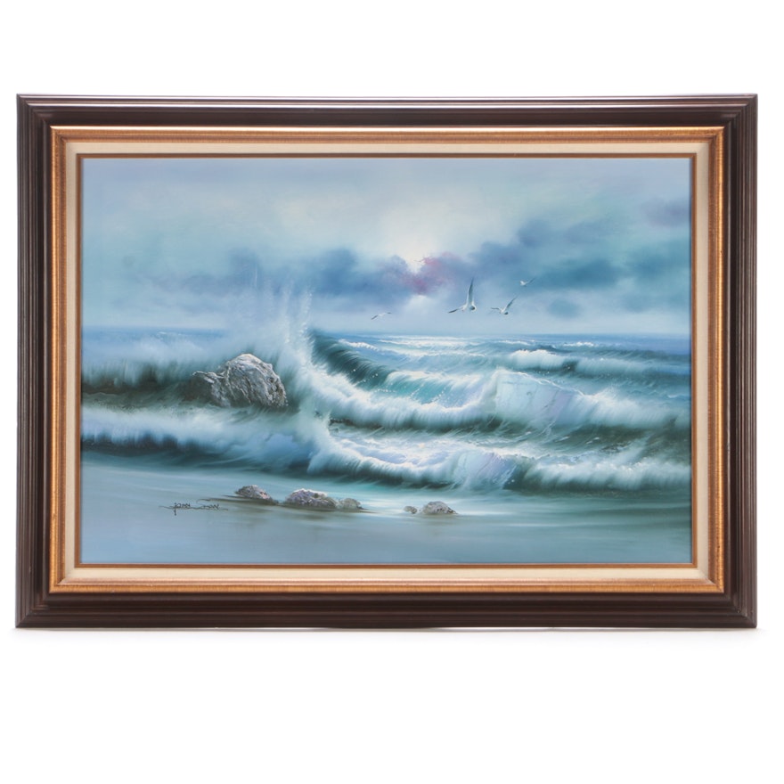 John Swan Oil Painting on Canvas of Seascape