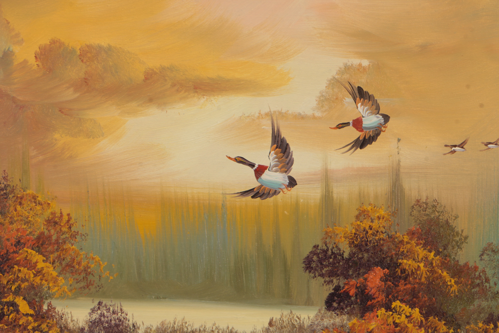 R. Burton Mid-Century Original Oil Landscape on Canvas