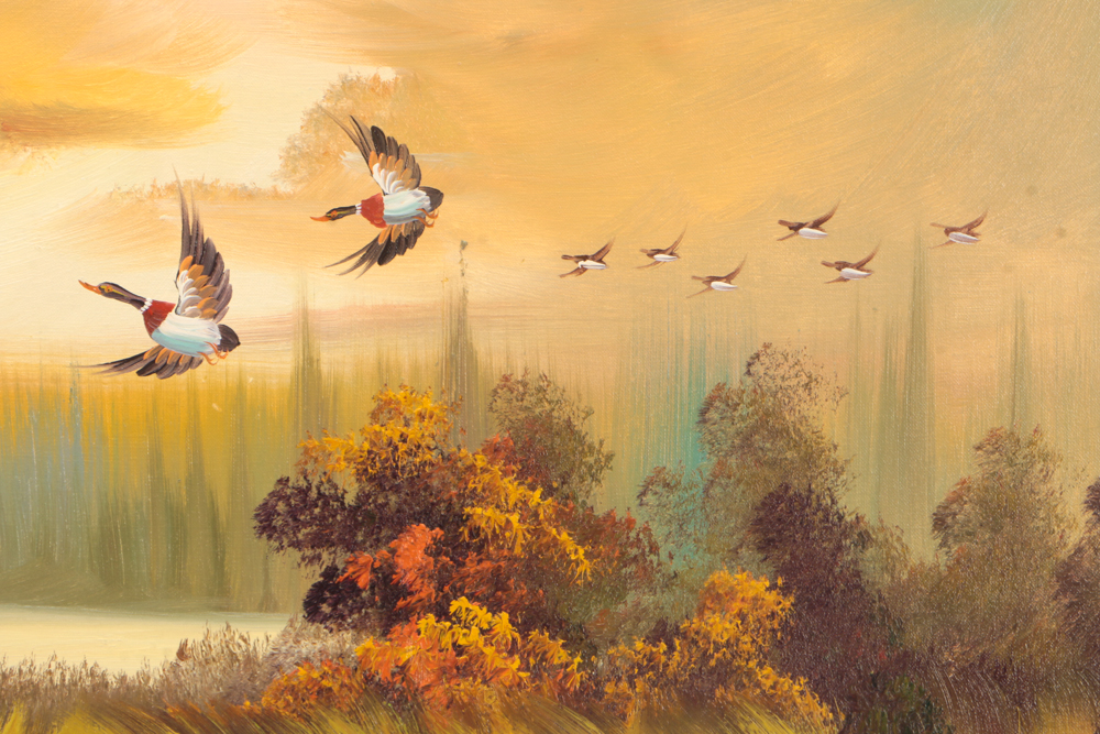 R. Burton Mid-Century Original Oil Landscape on Canvas