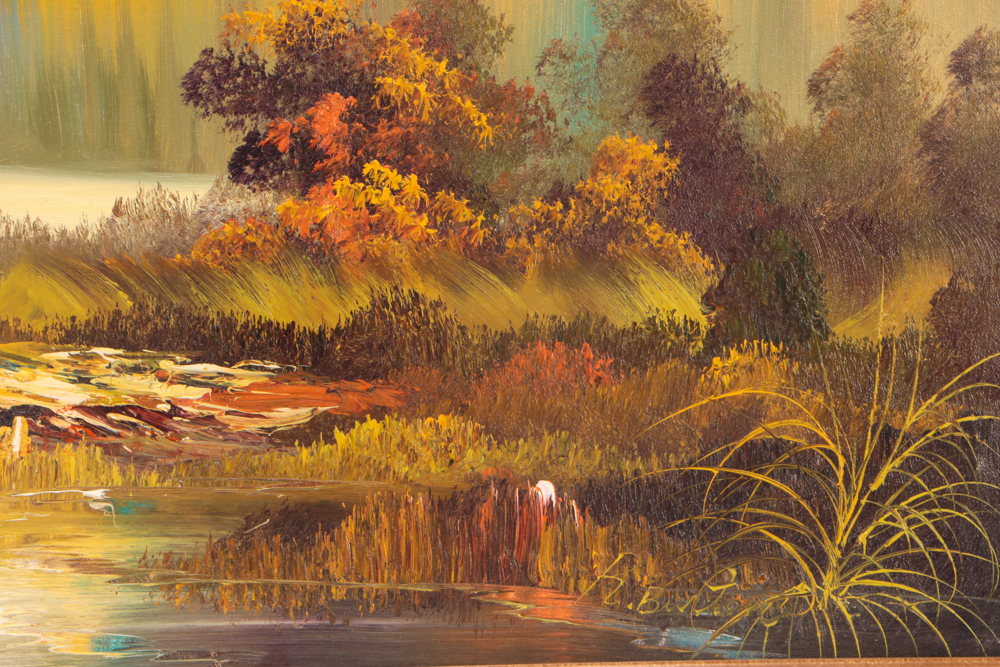 R. Burton Mid-Century Original Oil Landscape on Canvas