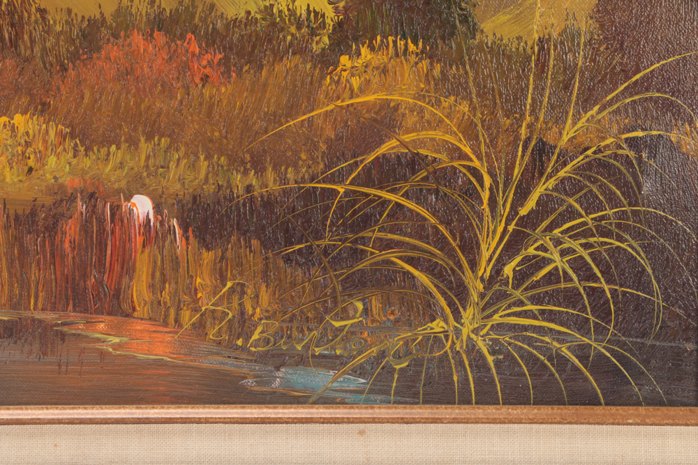 R. Burton Mid-Century Original Oil Landscape on Canvas