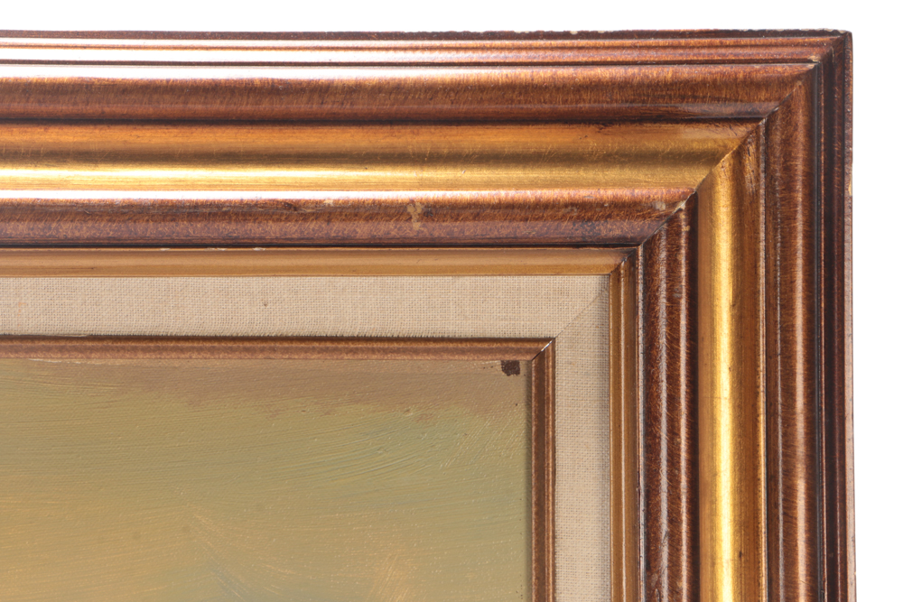 R. Burton Mid-Century Original Oil Landscape on Canvas