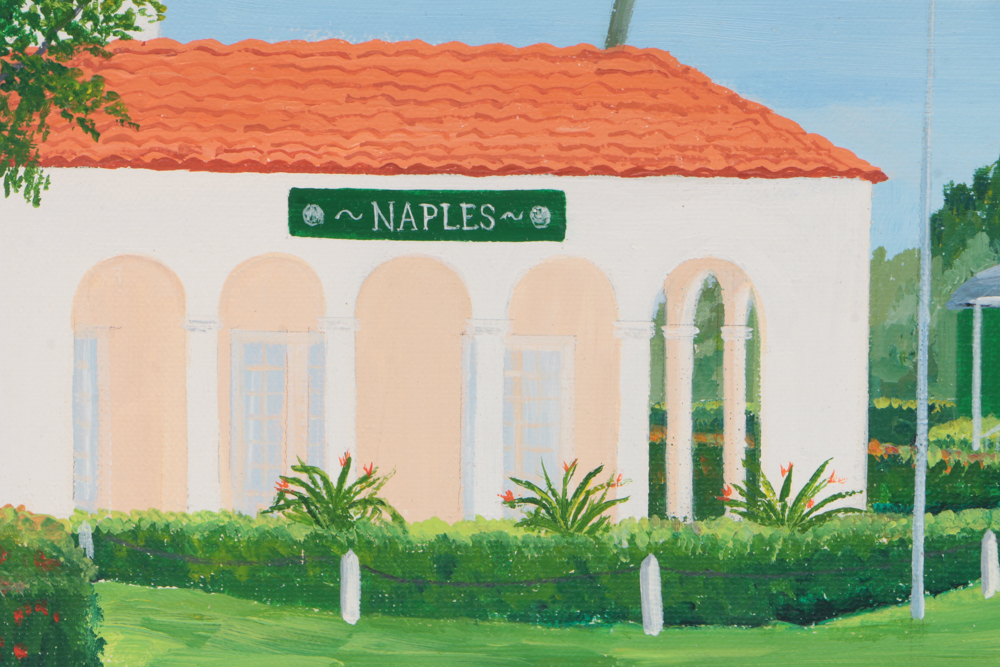 Mary Moran Oil Painting on Canvas of Naples Train Depot